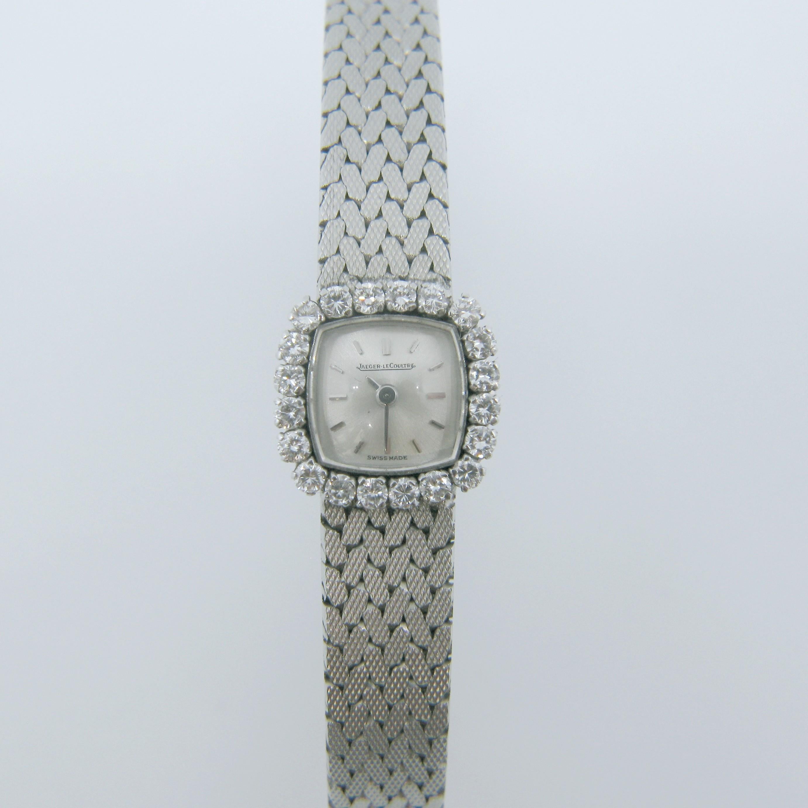 Jaeger LeCoultre 1960s Lady Diamond White Gold Manual Wind Wristwatch 2