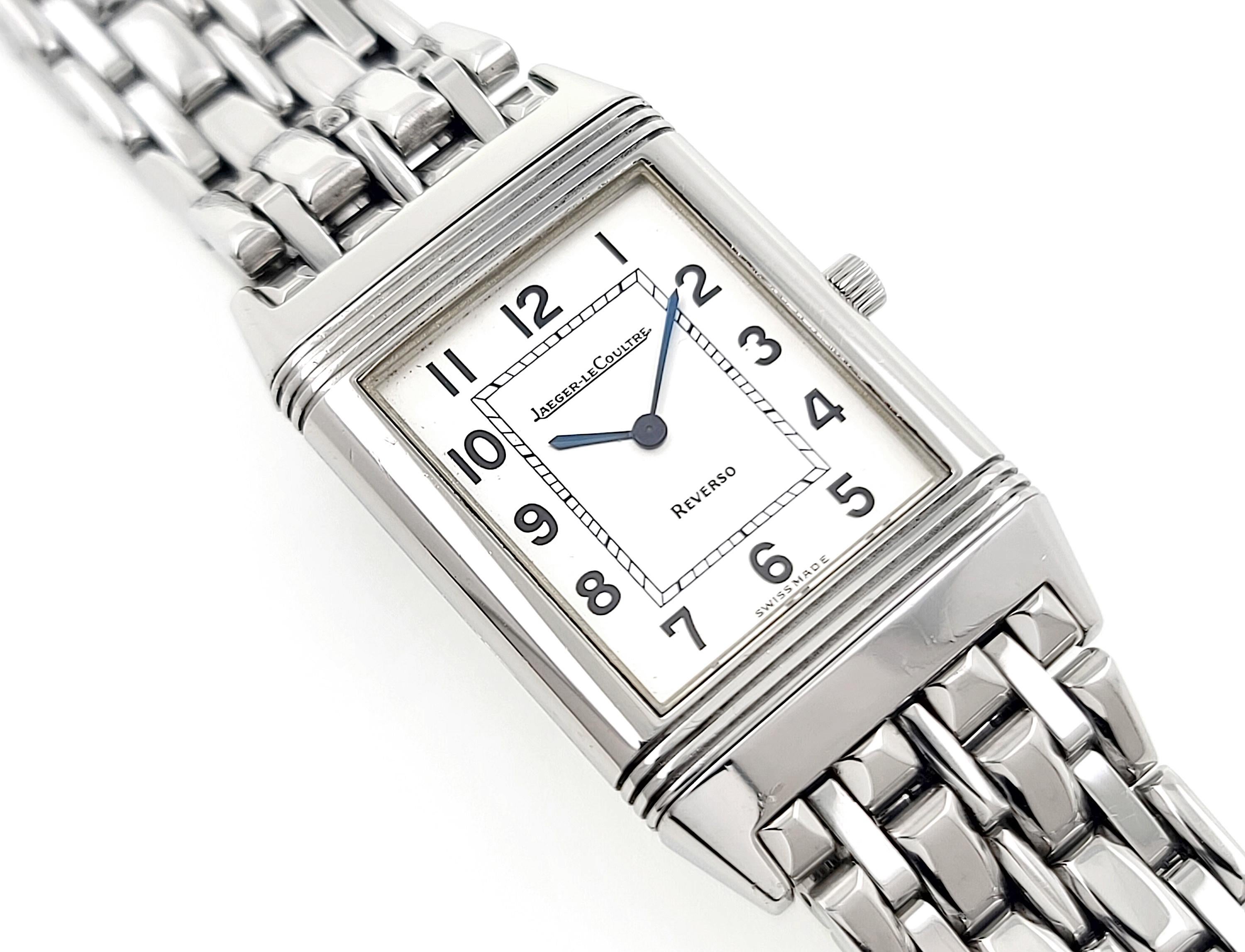 Jaeger-LeCoultre 250.8.08 Reverso Stainless Steel JLC Strap + Paper In Excellent Condition In Neuilly-sur-Seine, IDF
