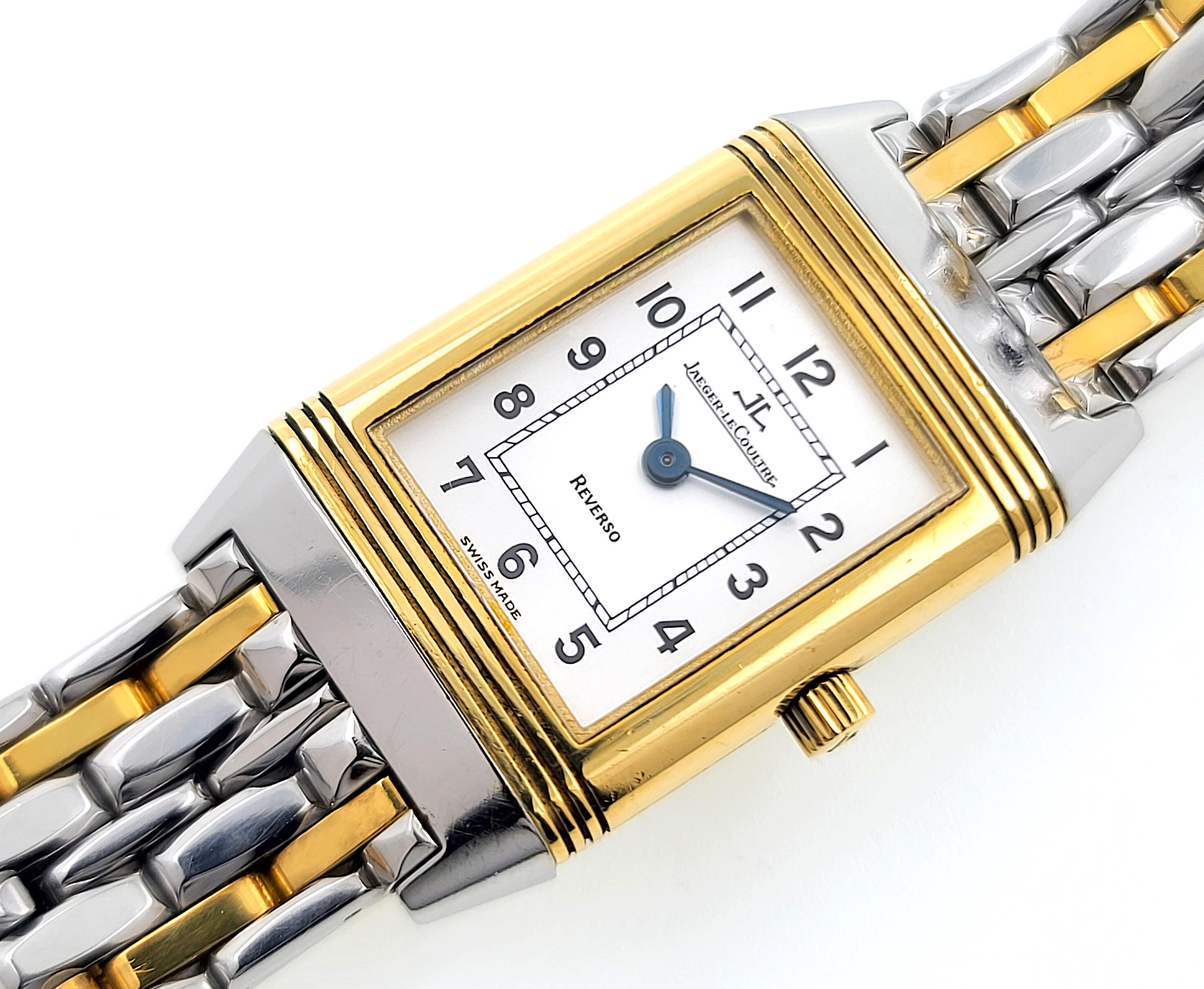 Jaeger-LeCoultre 260.5.86 Reverso Full Set 18k Gold Stainless Steel Manual Cal In Excellent Condition In Neuilly-sur-Seine, IDF