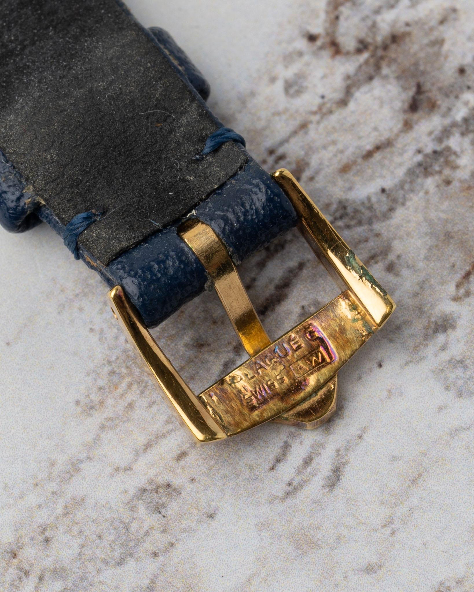 Jaeger-LeCoultre 6003 Ladies Square Tank Lapis Champagne 1970s 18k YG im Angebot 2