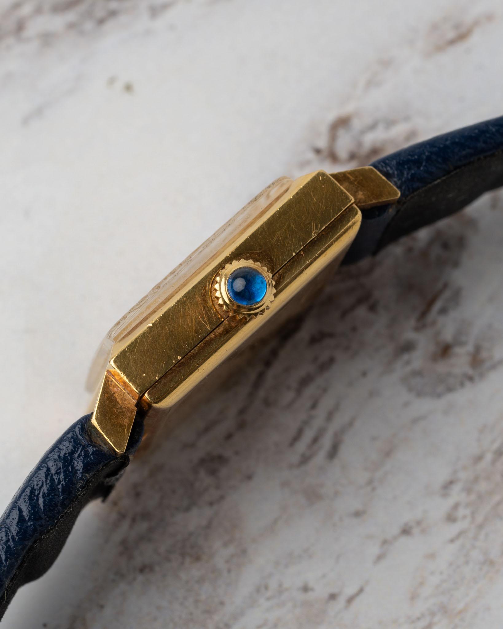 Jaeger-LeCoultre 6003 Ladies Square Tank Lapis Champagne 1970s 18k YG im Angebot 5