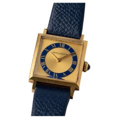 Jaeger LeCoultre 6003 Ladies Square Tank Lapis Champagne 1970s 18k YG