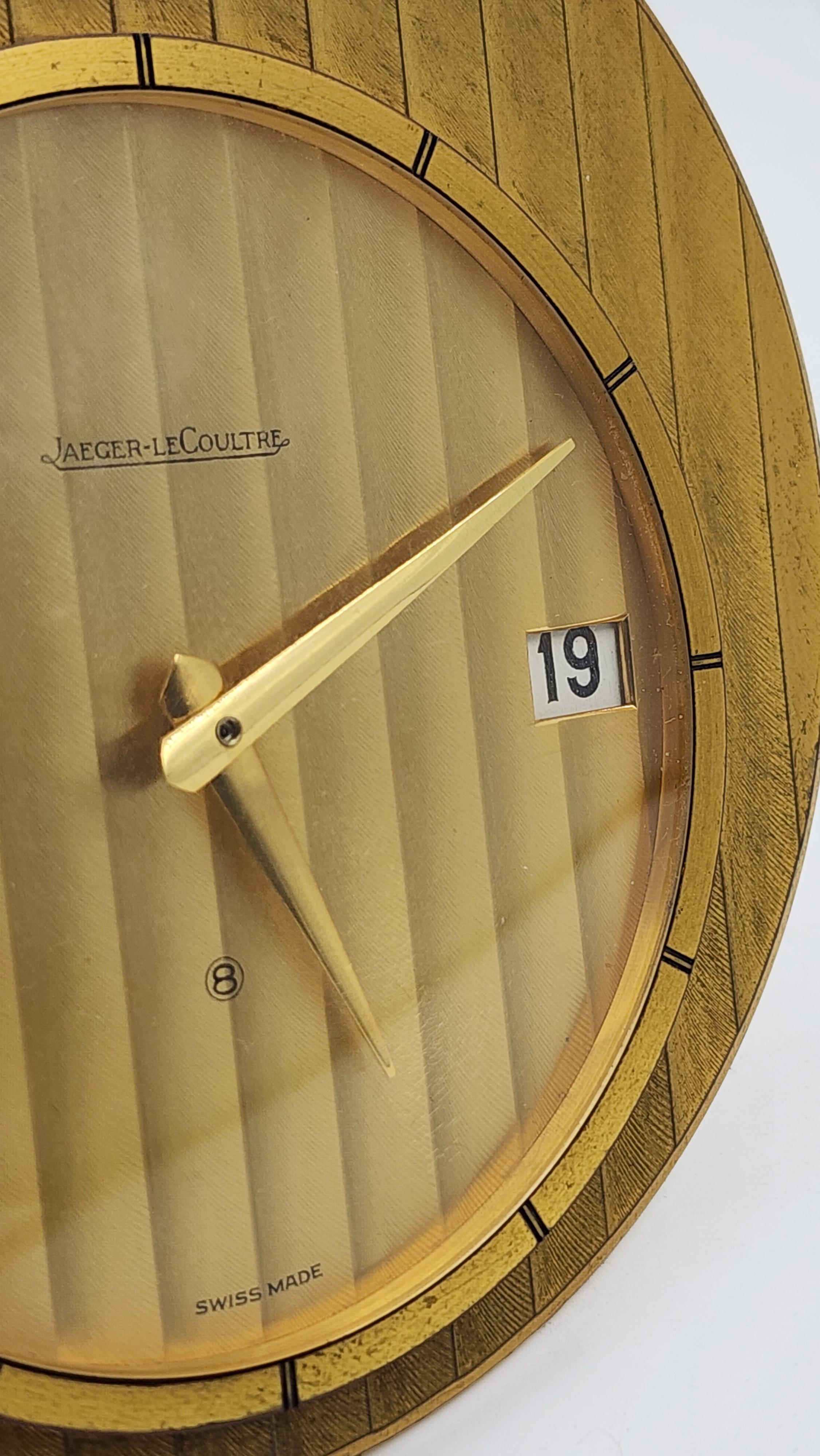Post-Modern Jaeger LeCoultre 8-Day Desk Clock with Date For Sale