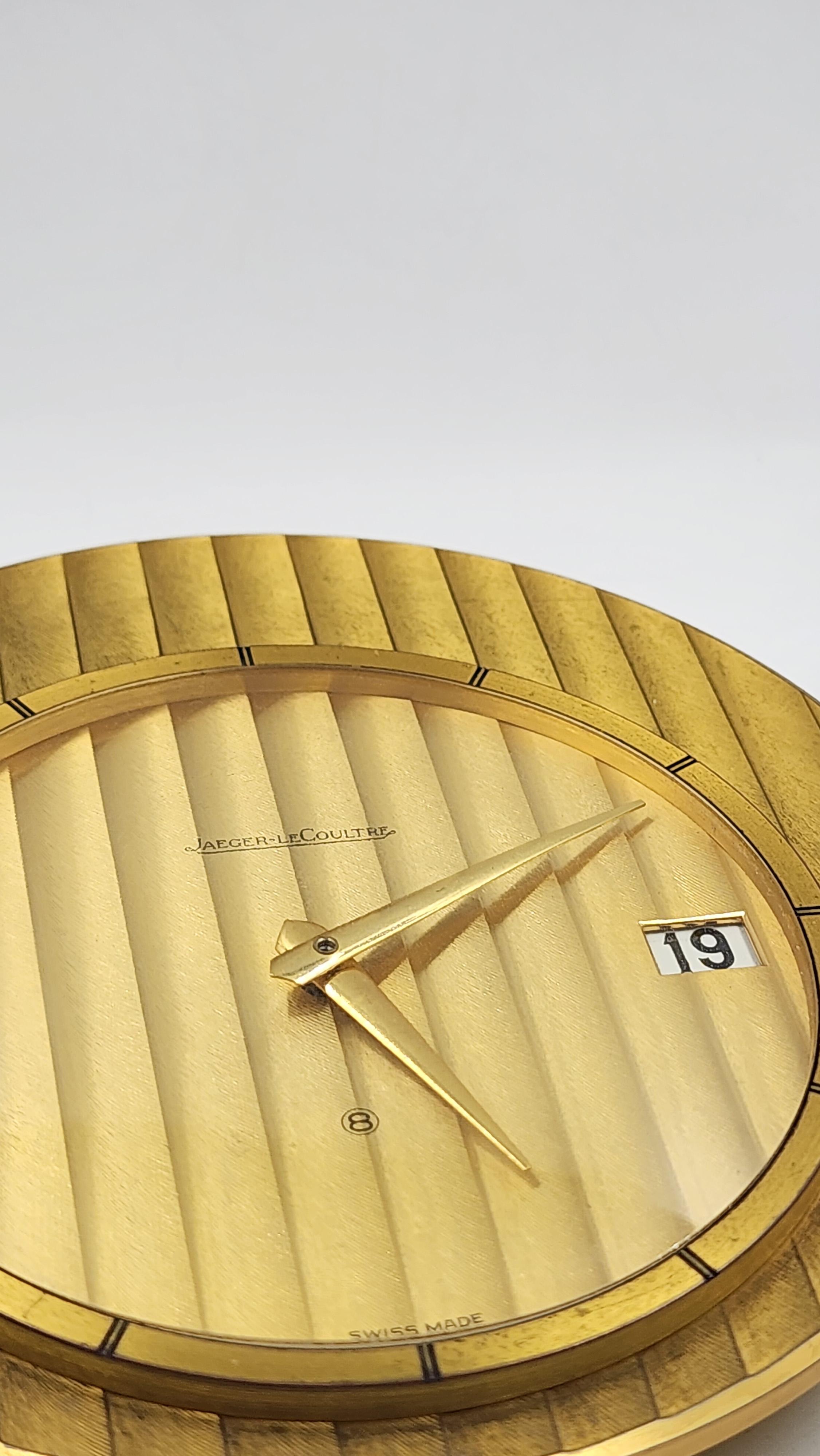 Swiss Jaeger LeCoultre 8-Day Desk Clock with Date For Sale