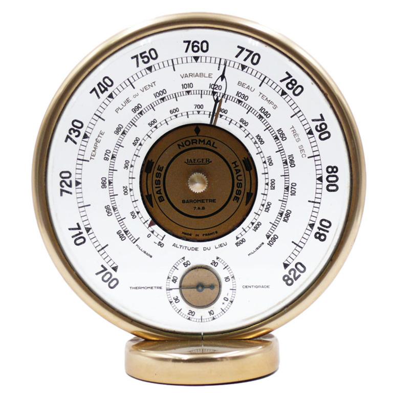 Jaeger-LeCoultre Art Deco Barometer
Circa 1950 Origin France
rare combination of this piece jaeguer lecoultre
Works perfectly
little wear from use
Model 7.A.B
Material gilt bronze and glass
Jaeger-LeCoultre (French pronunciation: is a luxury watch
