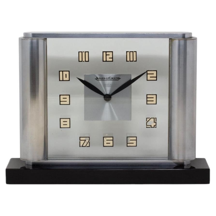 Jaeger-LeCoultre Art Deco Desk or Mantle Clock on a Black Marble Base Circa 1930