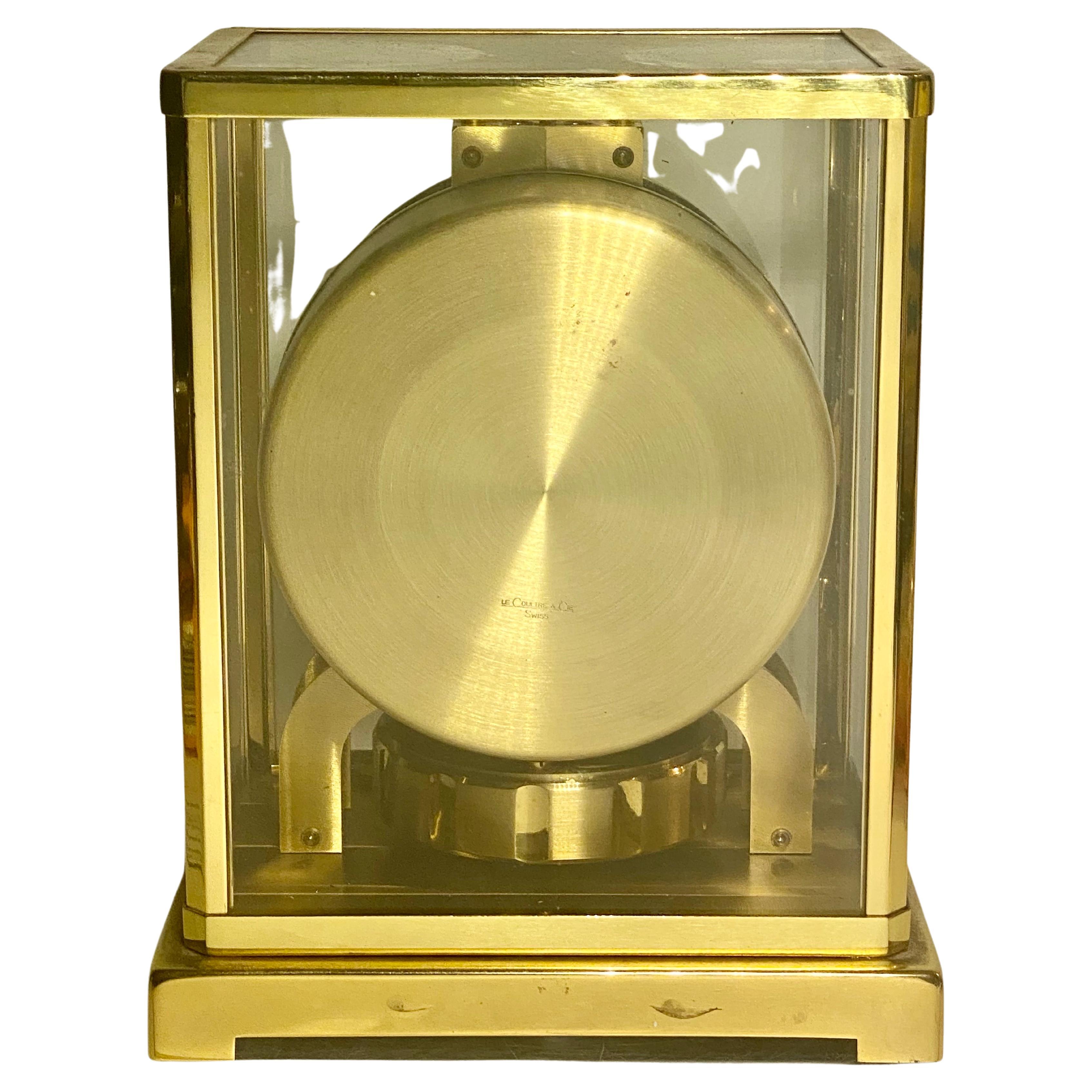 A Jaeger Le Coultre Atmos Perpetual Motion Mantel Clock Model  526-525.
Time Period Manufactured: 1950-1959. Thé serial number is 134681
This is  made of solid brass and solid glass panels,  It has an all-original Swiss jewel movement and is in