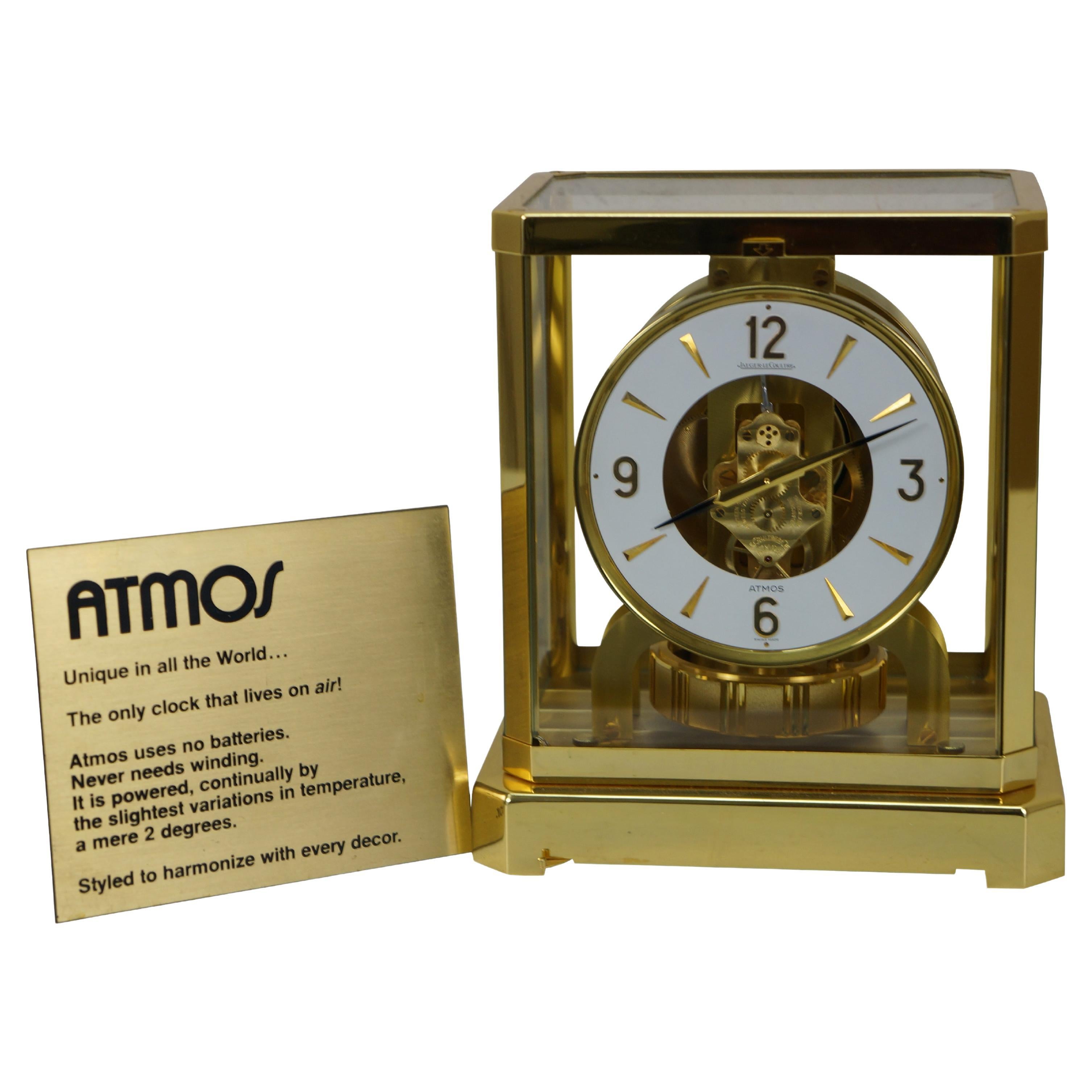 Jaeger LeCoultre Atmos 528-8 Perpetual Motion Clock & Plaque 15j Swiss 9" For Sale