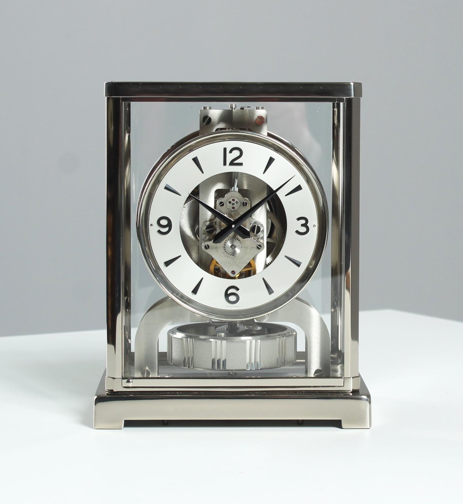Jaeger LeCoultre, Atmos-Uhr, Original-Silber, vernickelt, um 1974 (Moderne der Mitte des Jahrhunderts)