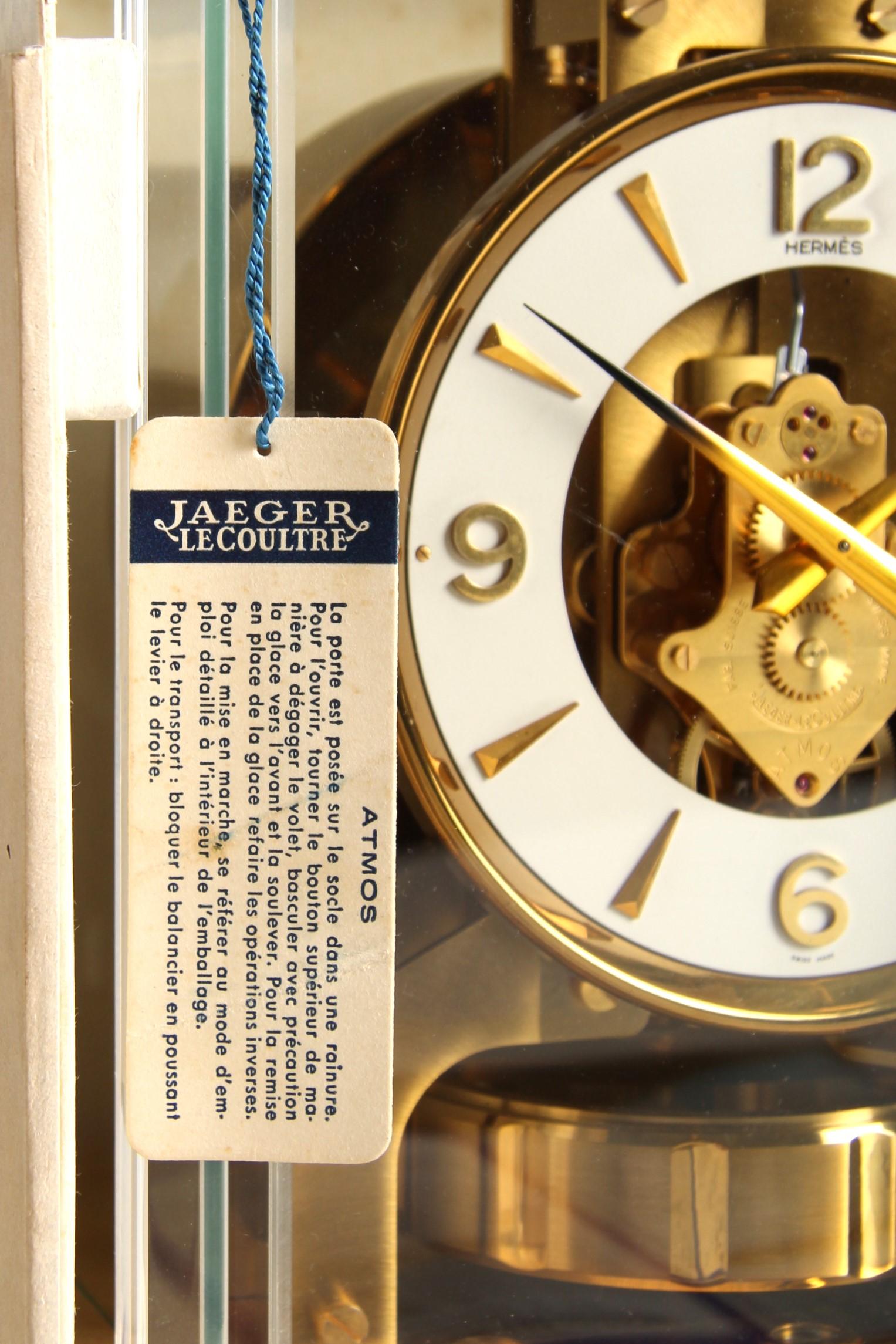 Jaeger-LeCoultre, pendule Atmos pour Hermès, ensemble complet avec boîte et papiers, 1959 4