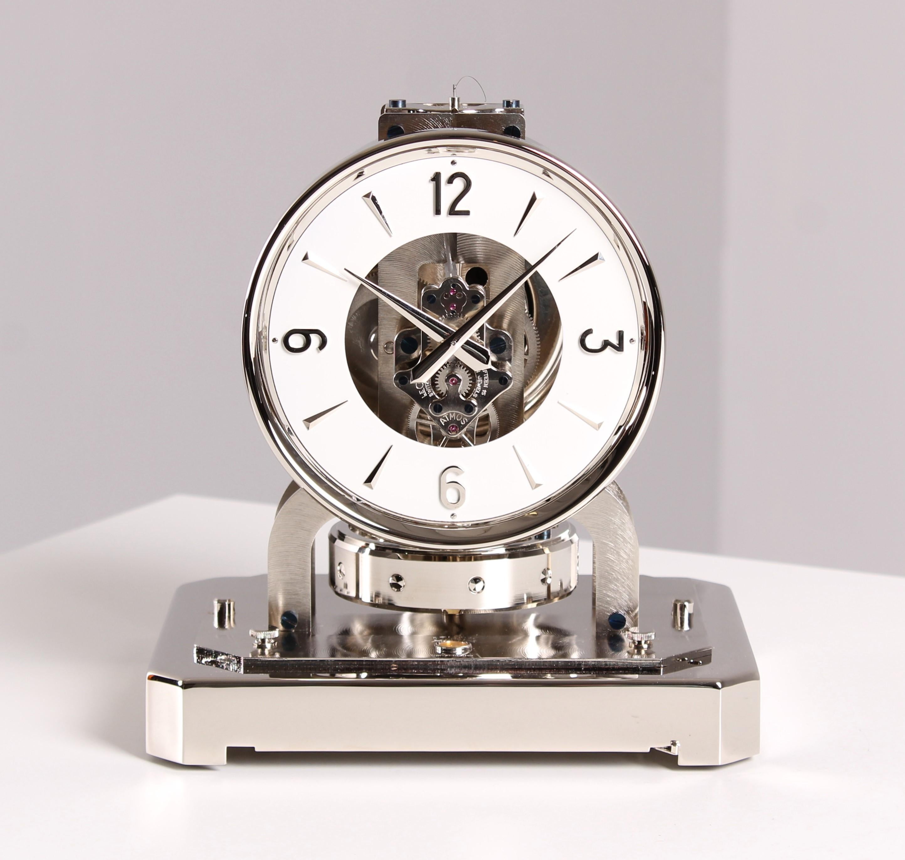 Mid-Century Modern Jaeger LeCoultre, Atmos Clock, Nickel Plated, Manufactured 1950 For Sale