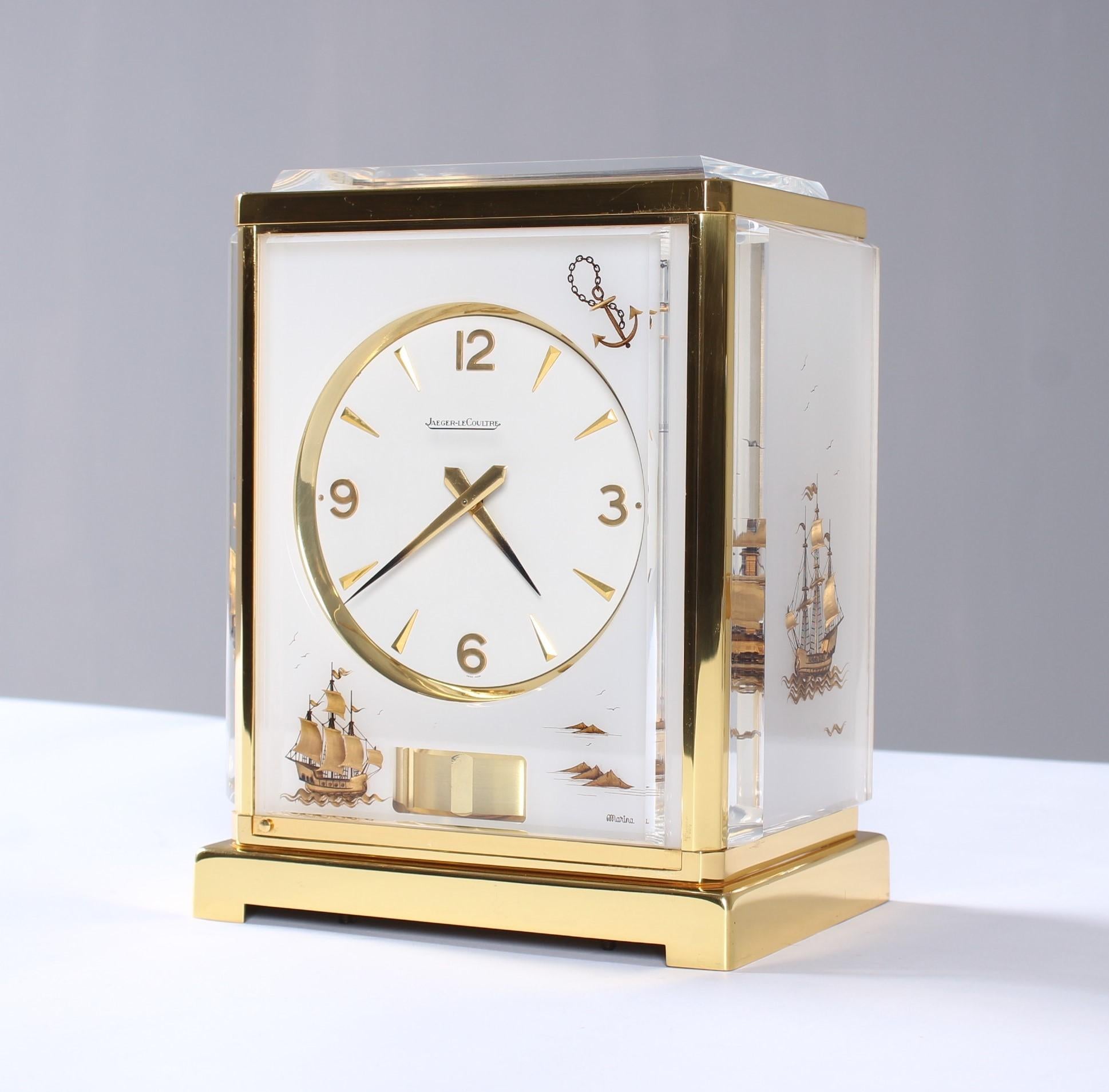 20th Century Jaeger Lecoultre, Atmos Clock, Plexi Gravé, White, Opal, 1964
