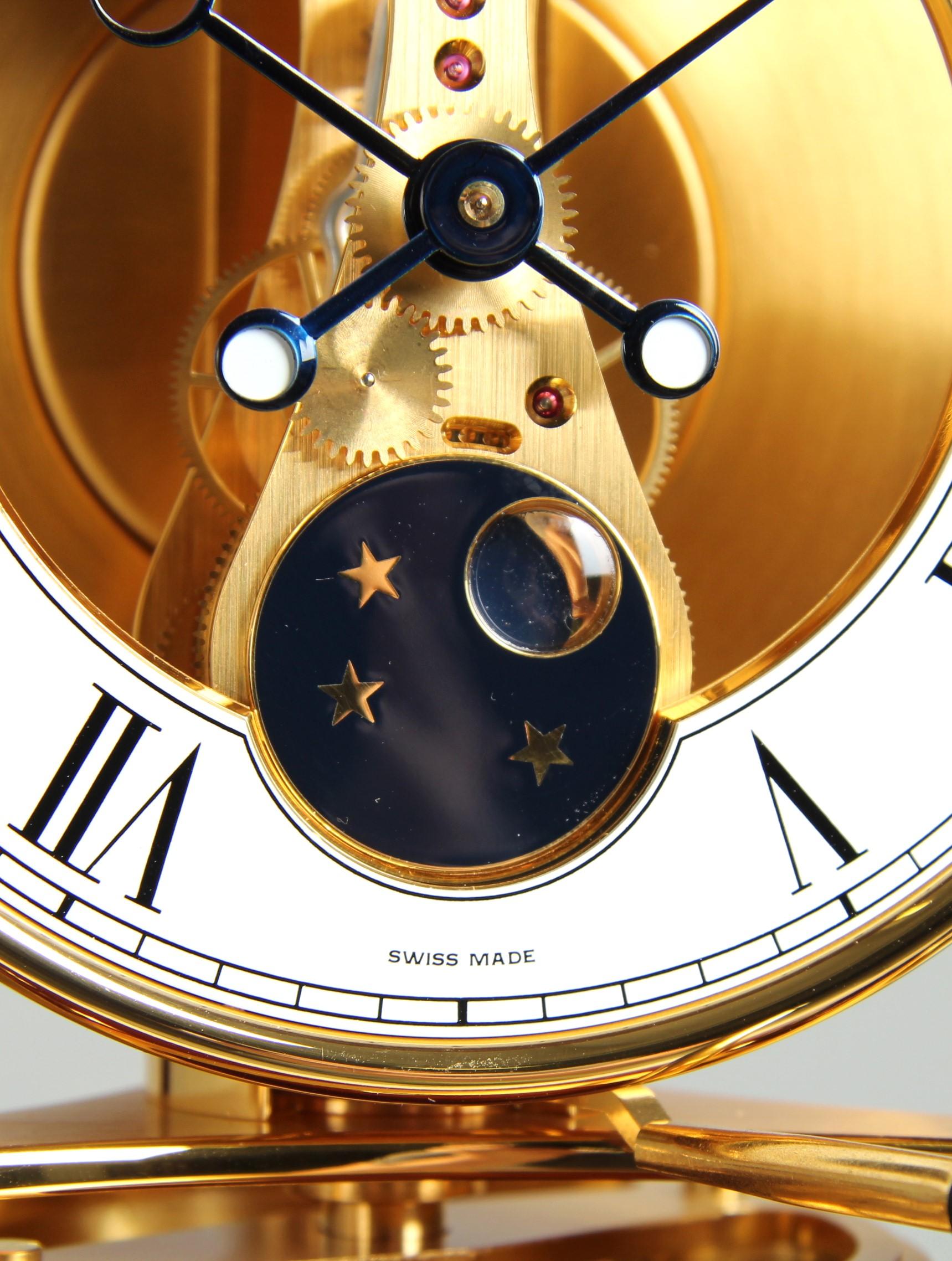 Swiss Jaeger LeCoultre, Atmos Clock with Moon Phase, Fontainebleu, 1990s For Sale