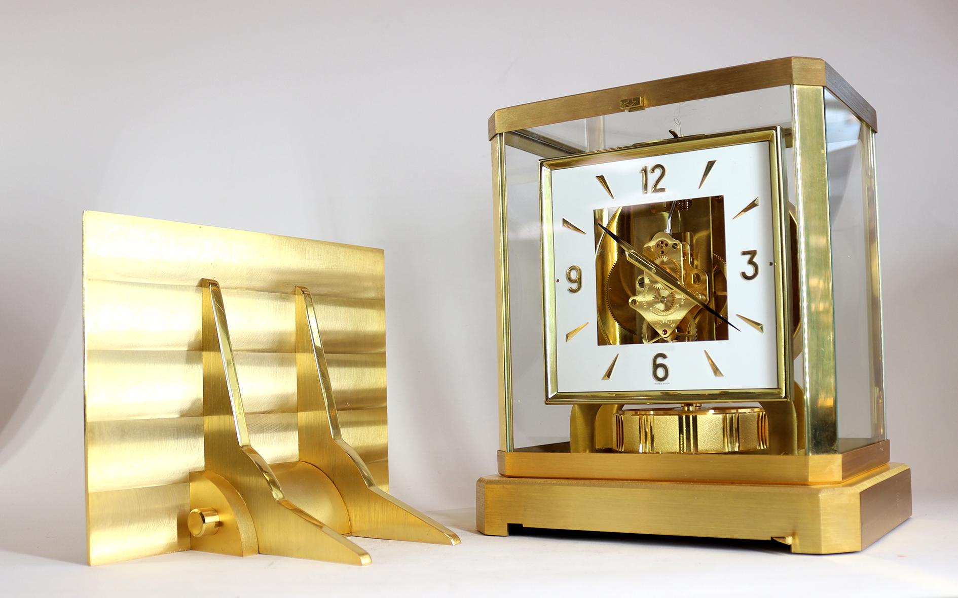 Gold Plate Jaeger LeCoultre Atmos Clock with Original Bracket For Sale
