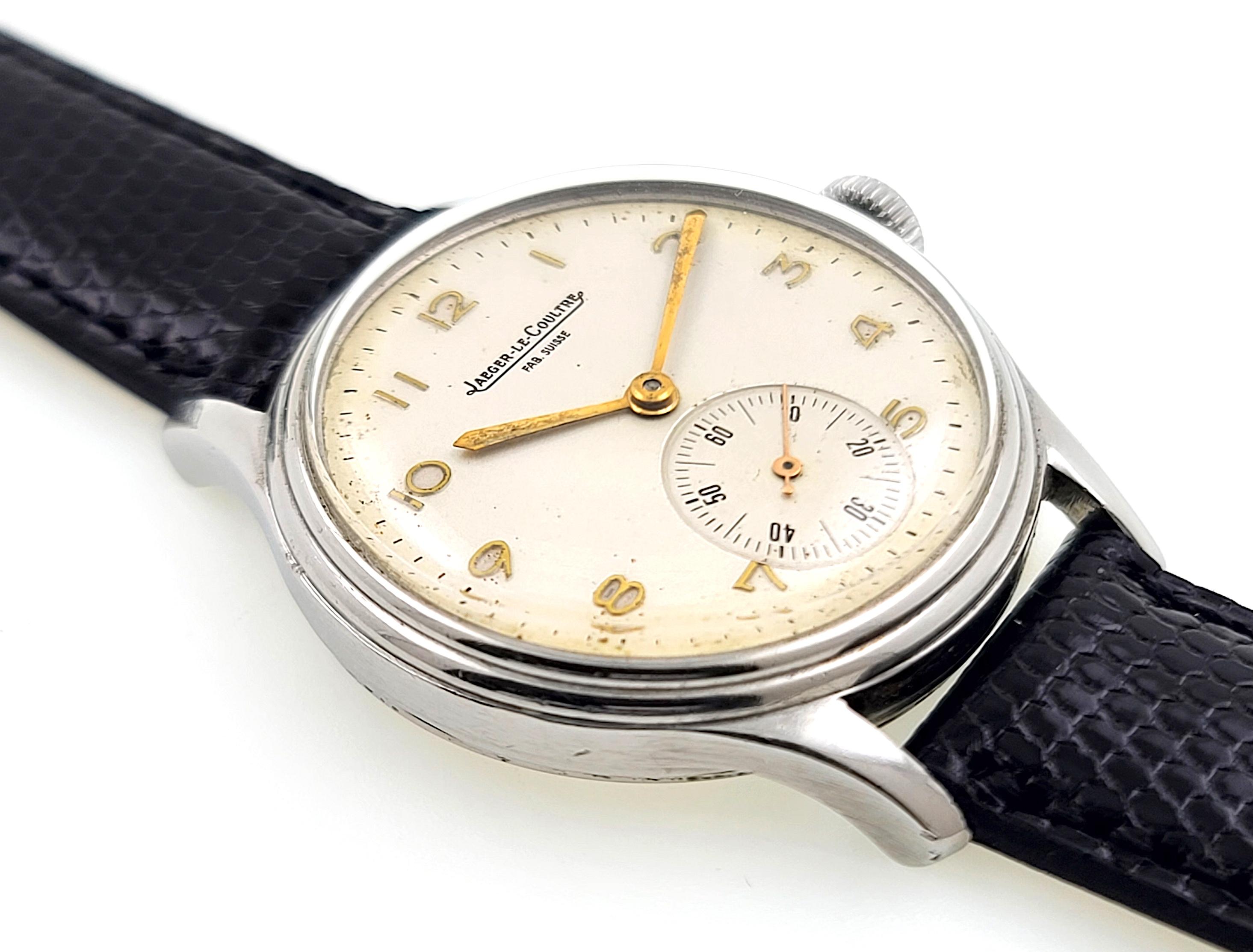Men's Jaeger-LeCoultre Automatic Small Second Round Pre Master Steel Vintage 1940 For Sale