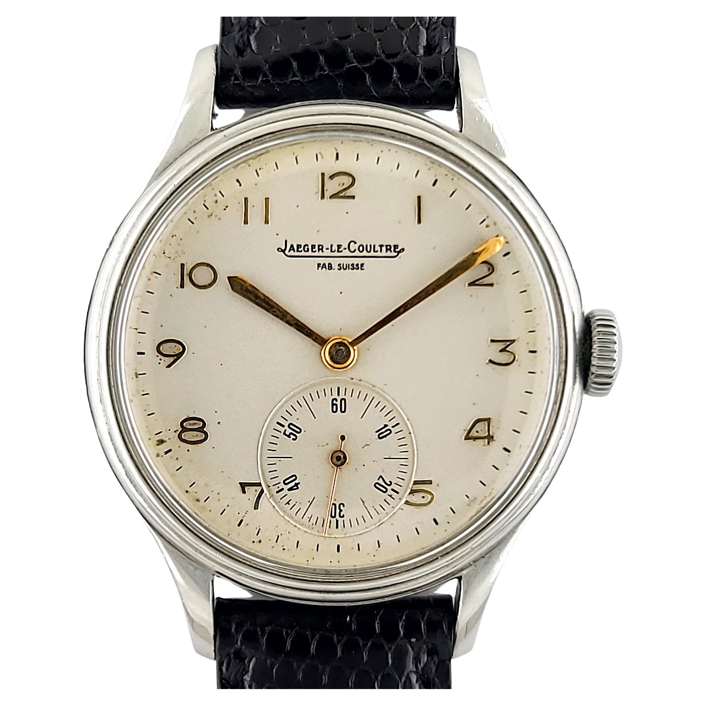 Jaeger-LeCoultre Automatic Small Second Round Pre Master Steel Vintage 1940 For Sale