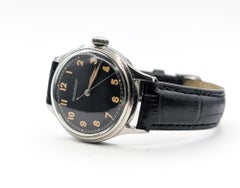 Jaeger-LeCoultre Black Dial Military Style Wristwatch in Stainless Steel 32mm