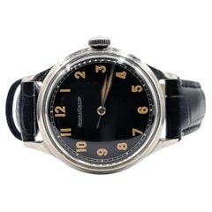 Jaeger-LeCoultre Black Dial Military Style Wristwatch in Stainless Steel 32mm