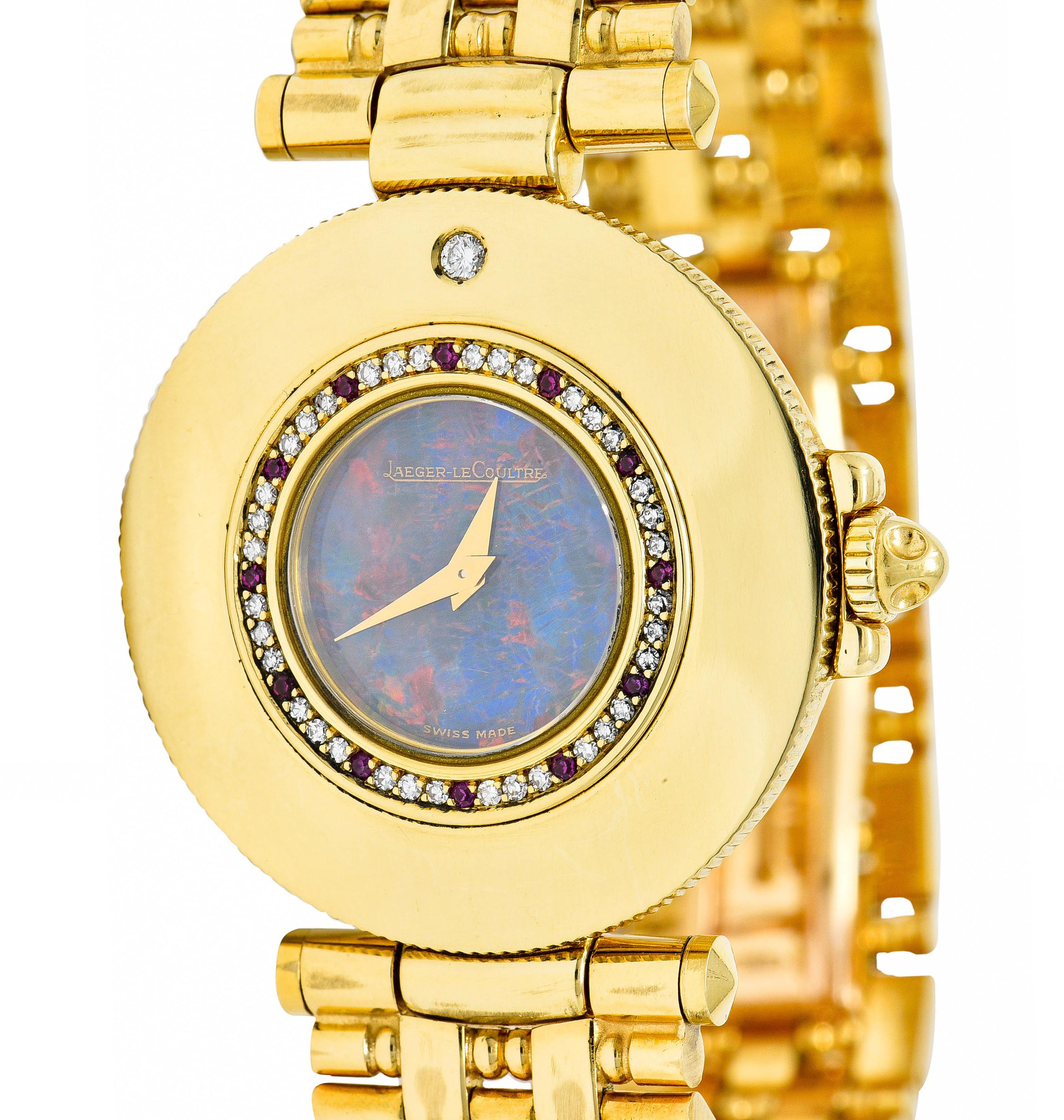 Jaeger-LeCoultre Black Opal Diamond Ruby 18 Karat Gold Watch Bracelet 2