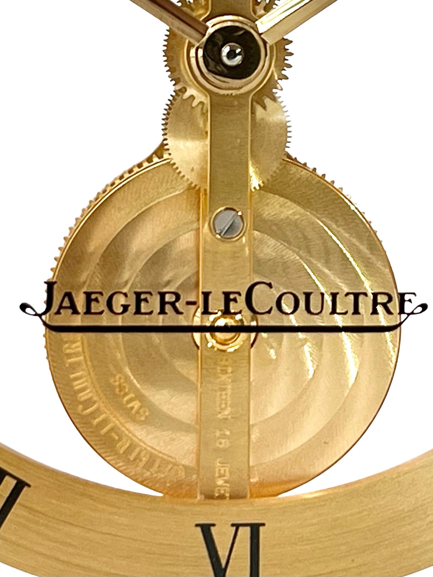 Jaeger LeCoultre Brass and Glass Skeleton Mantel Clock 4