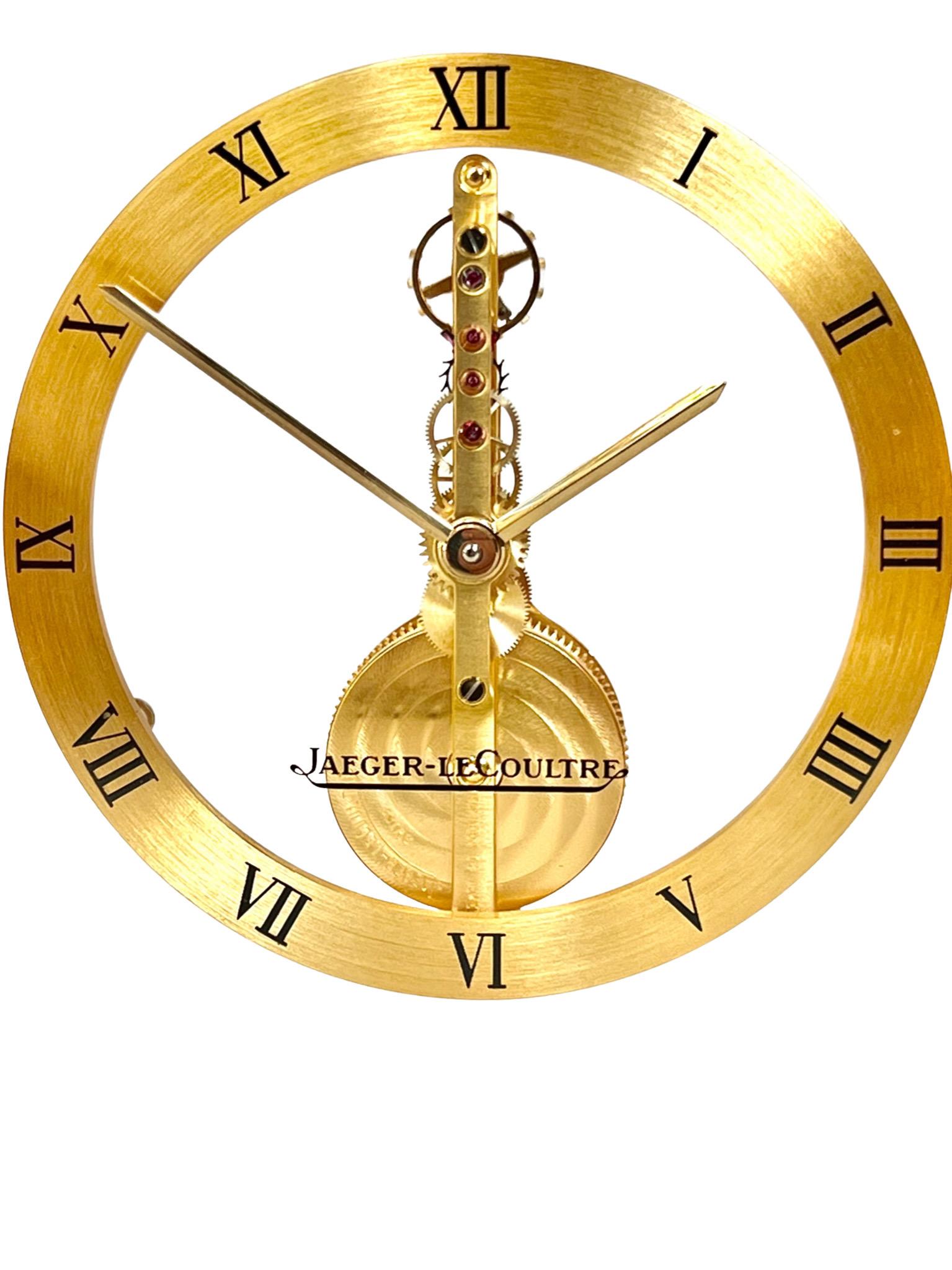 Jaeger LeCoultre Brass and Glass Skeleton Mantel Clock 5