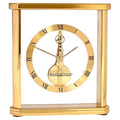 Used Jaeger LeCoultre Brass and Glass Skeleton Mantel Clock