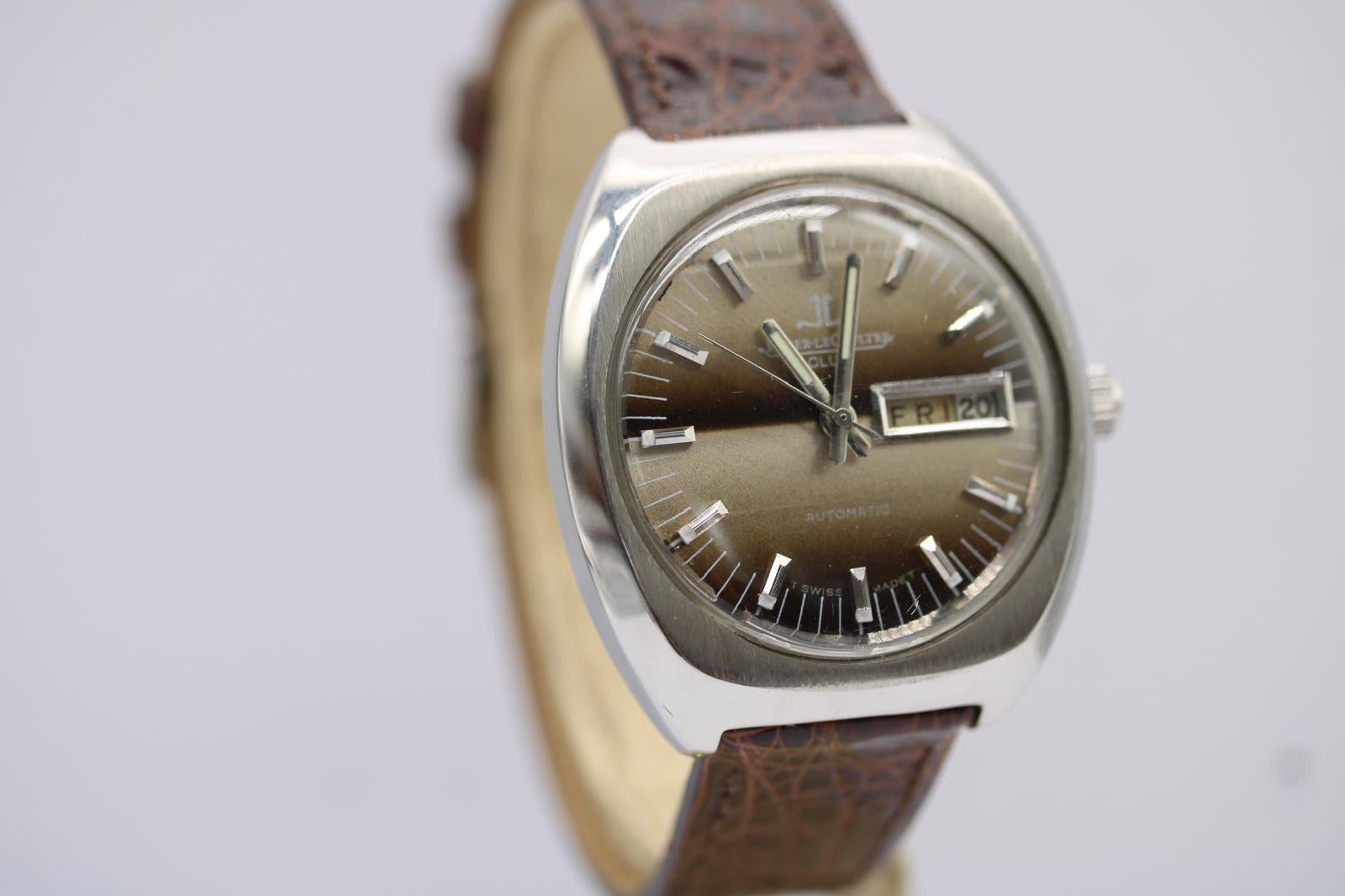 Uomo Jaeger-LeCoultre Club automatico  Custodia per barile anni '70  Quadrante a righe in vendita