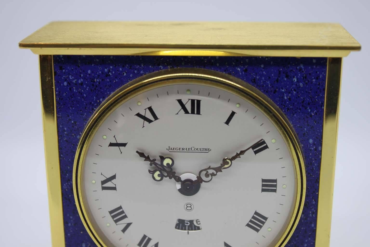 Enameled Jaeger LeCoultre Desk Clock, circa 1960 For Sale