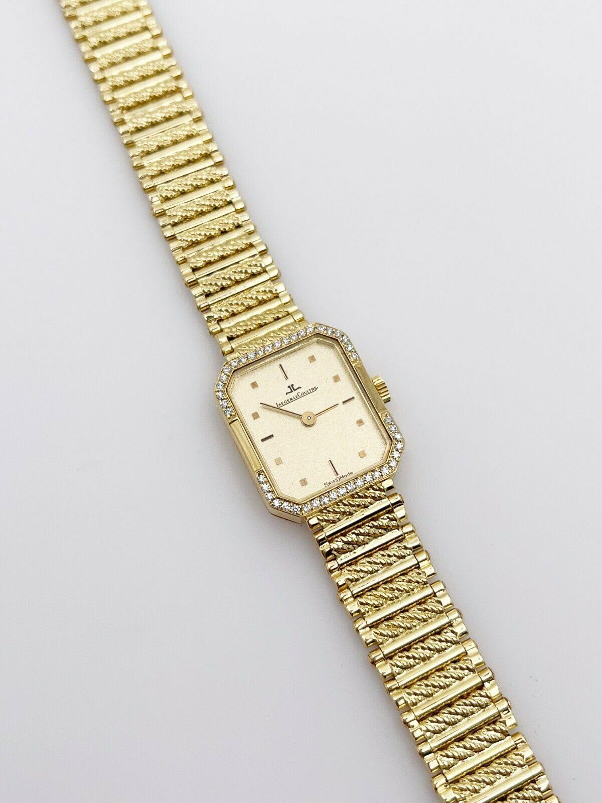 Women's Jaeger-LeCoultre Diamond Bezel Ladies Watch 18 Karat Yellow Gold Watch For Sale