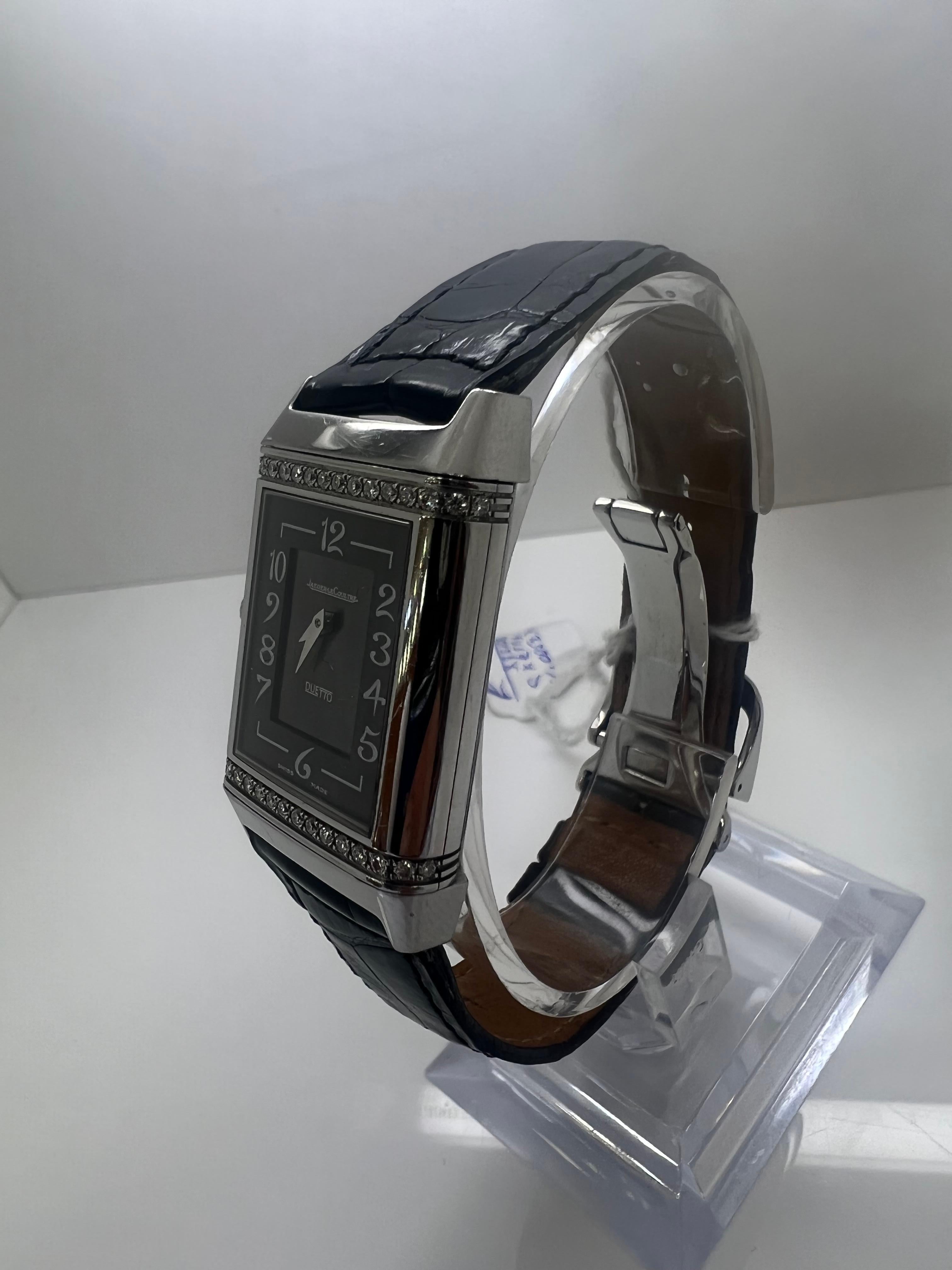 JAEGER LECOULTRE DUAL REVERSO Damen Diamantuhr

100% alle Originalteile

Uhr hat zwei Seiten Diamanten und dno Diamanten

hervorragender Zustand

läuft perfekt

Kostenloser Versand über Nacht

mit Vertrauen einkaufen

evitadiamonds