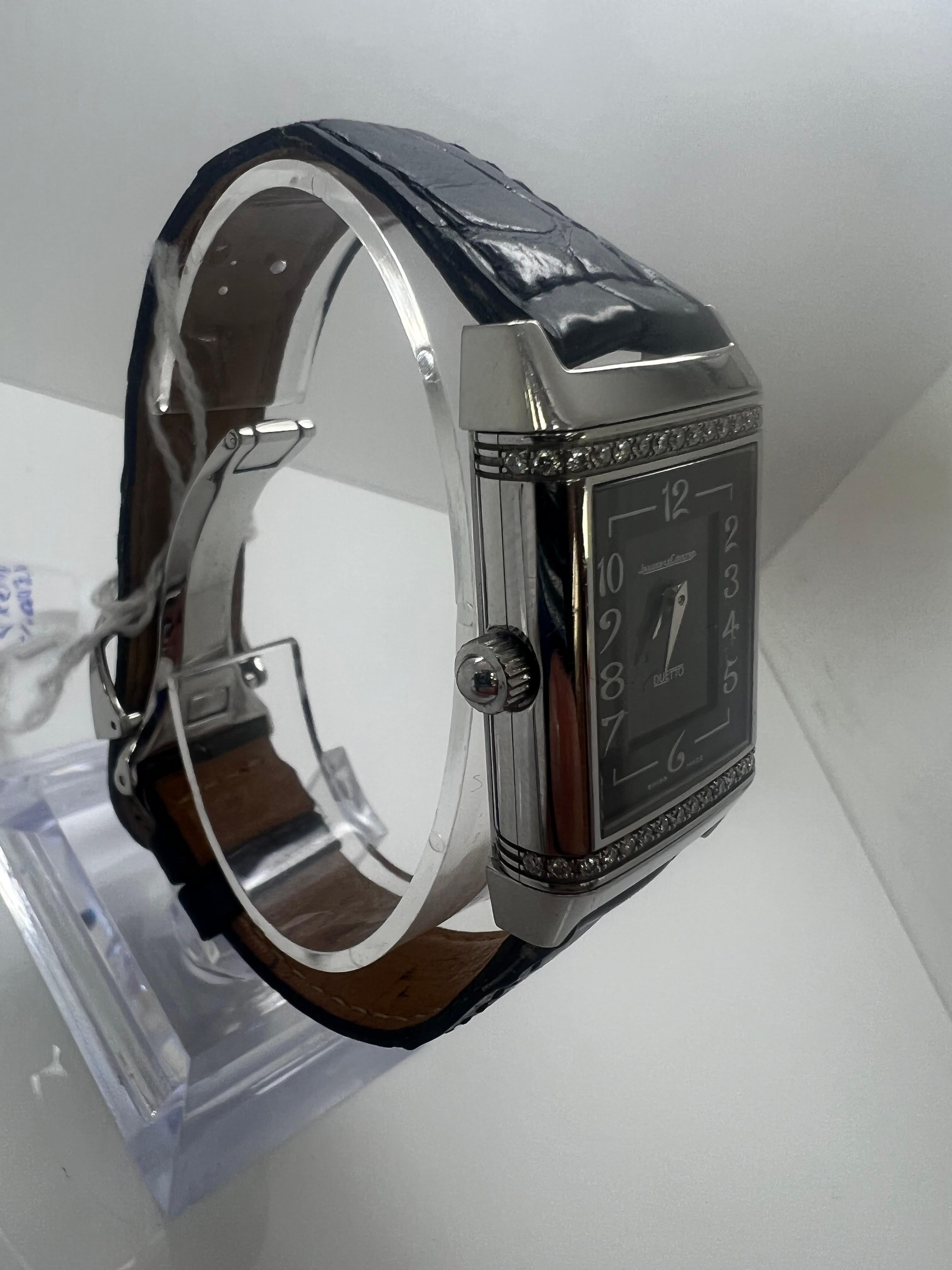 Jaeger Lecoultre Damenarmbanduhr Dual Reverso mit Diamanten (Ästhetizismus)