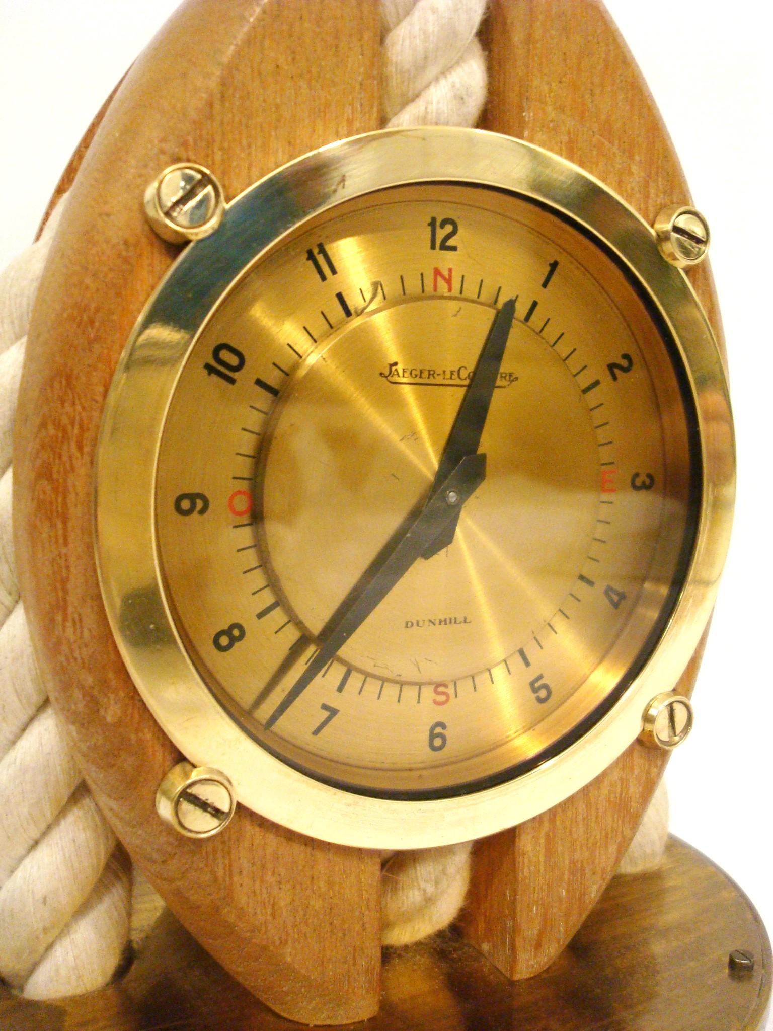 Gilt Jaeger LeCoultre Dunhill Desk Clock Maritime / Nautical design. 1970´s For Sale