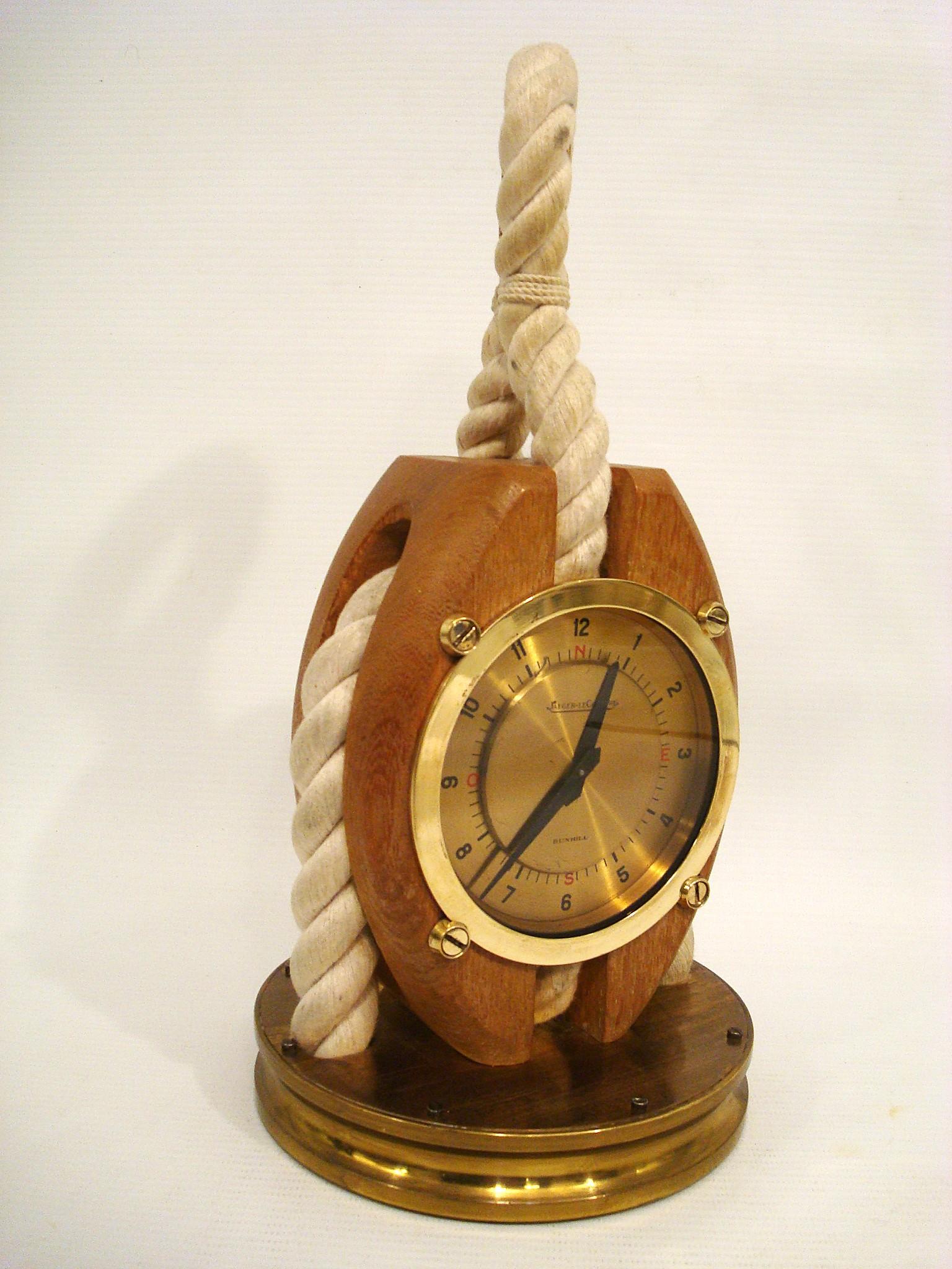 Jaeger LeCoultre Dunhill Desk Clock Maritime / Nautical design. 1970´s In Good Condition For Sale In Buenos Aires, Olivos