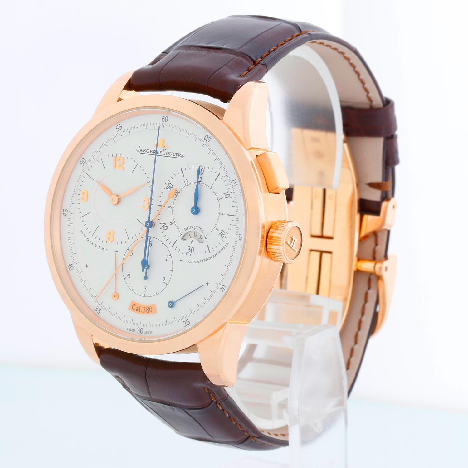 Jaeger LeCoultre Duometre Men's Rose Gold Watch Q6012420. 600.2.28.S In Excellent Condition For Sale In Dallas, TX