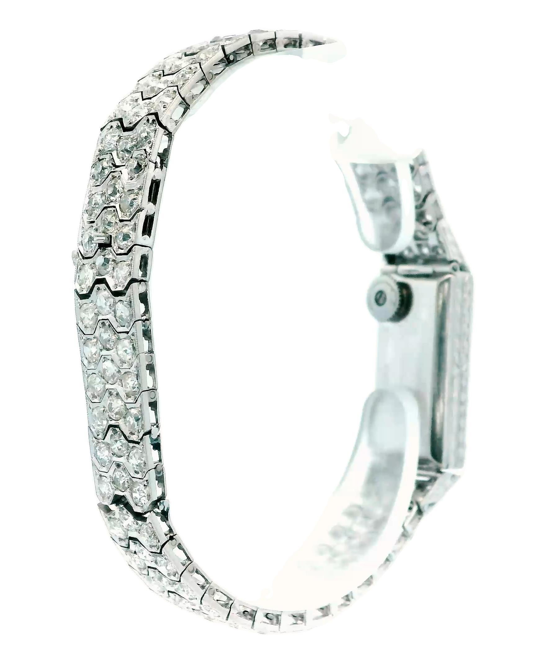 Donna Orologio da donna Jaeger-LeCoultre Duoplan in platino e diamanti in vendita