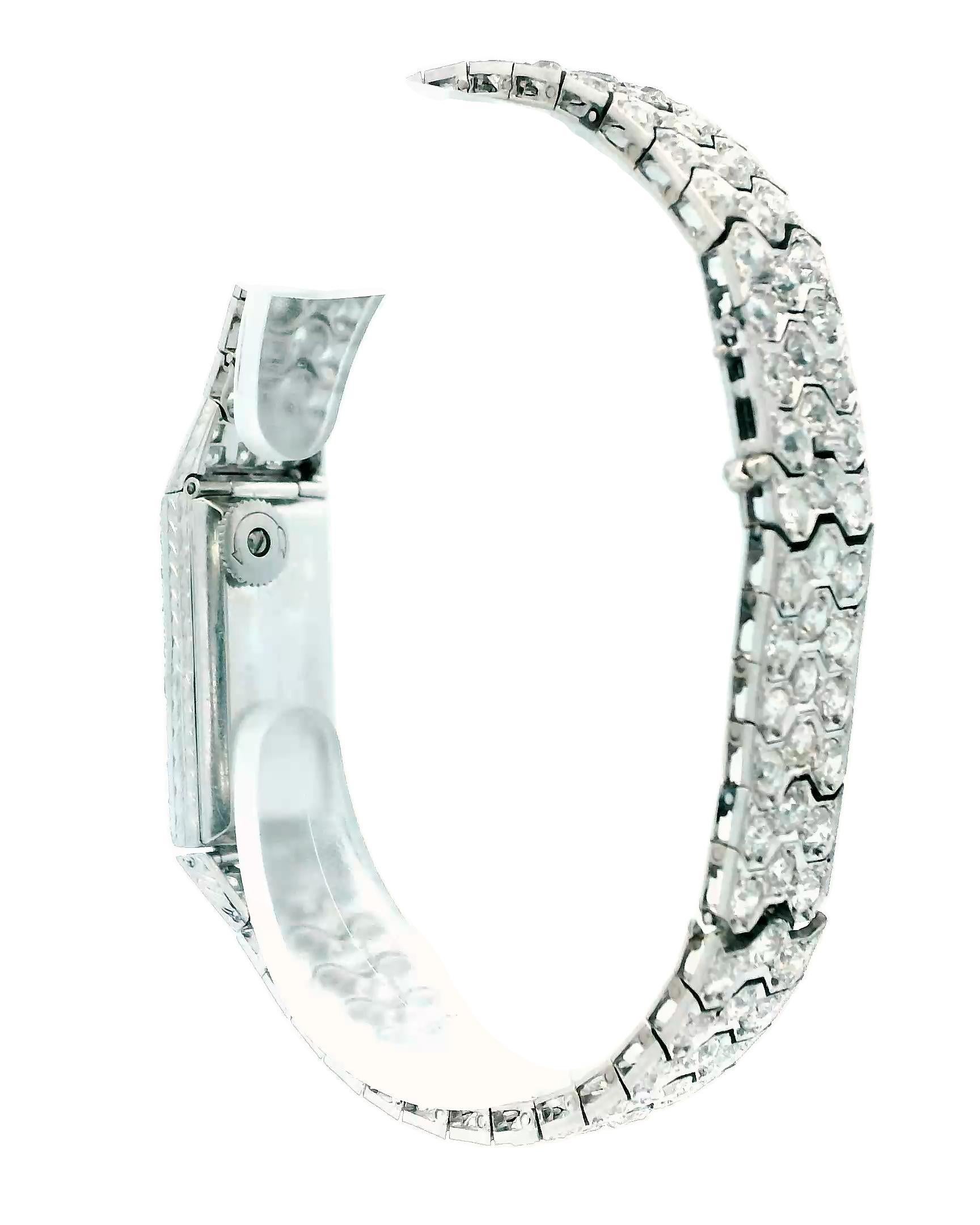 Orologio da donna Jaeger-LeCoultre Duoplan in platino e diamanti in vendita 2