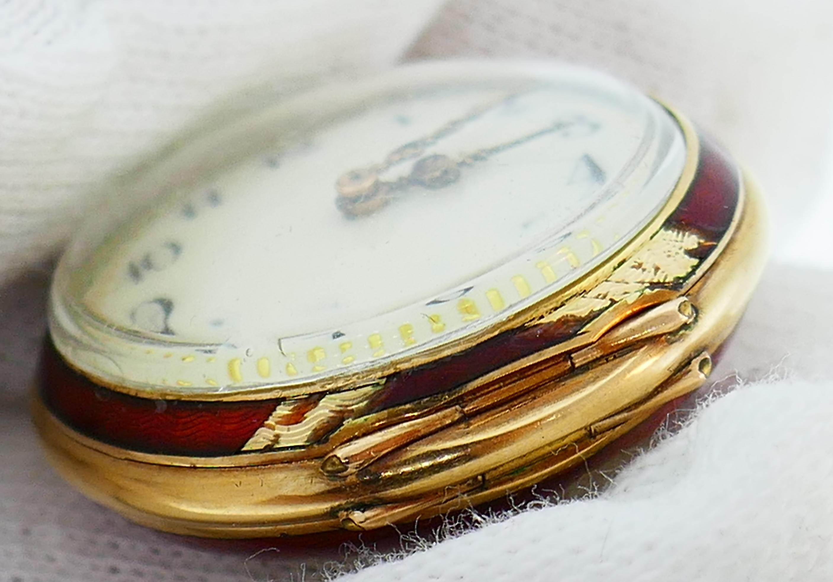 Women's or Men's Jaeger-LeCoultre Enamel Gold Pocket Lapel Watch, 1890s