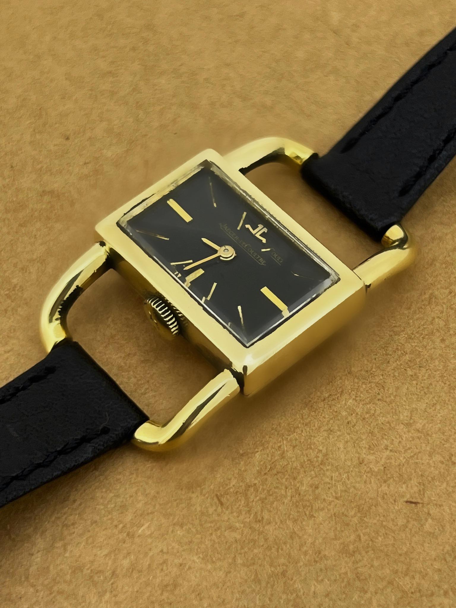 Jaeger-LeCoultre Értier Luchetto 18K Gold, Onyx Dial, Stirrup Lugs Ladies Watch For Sale 2