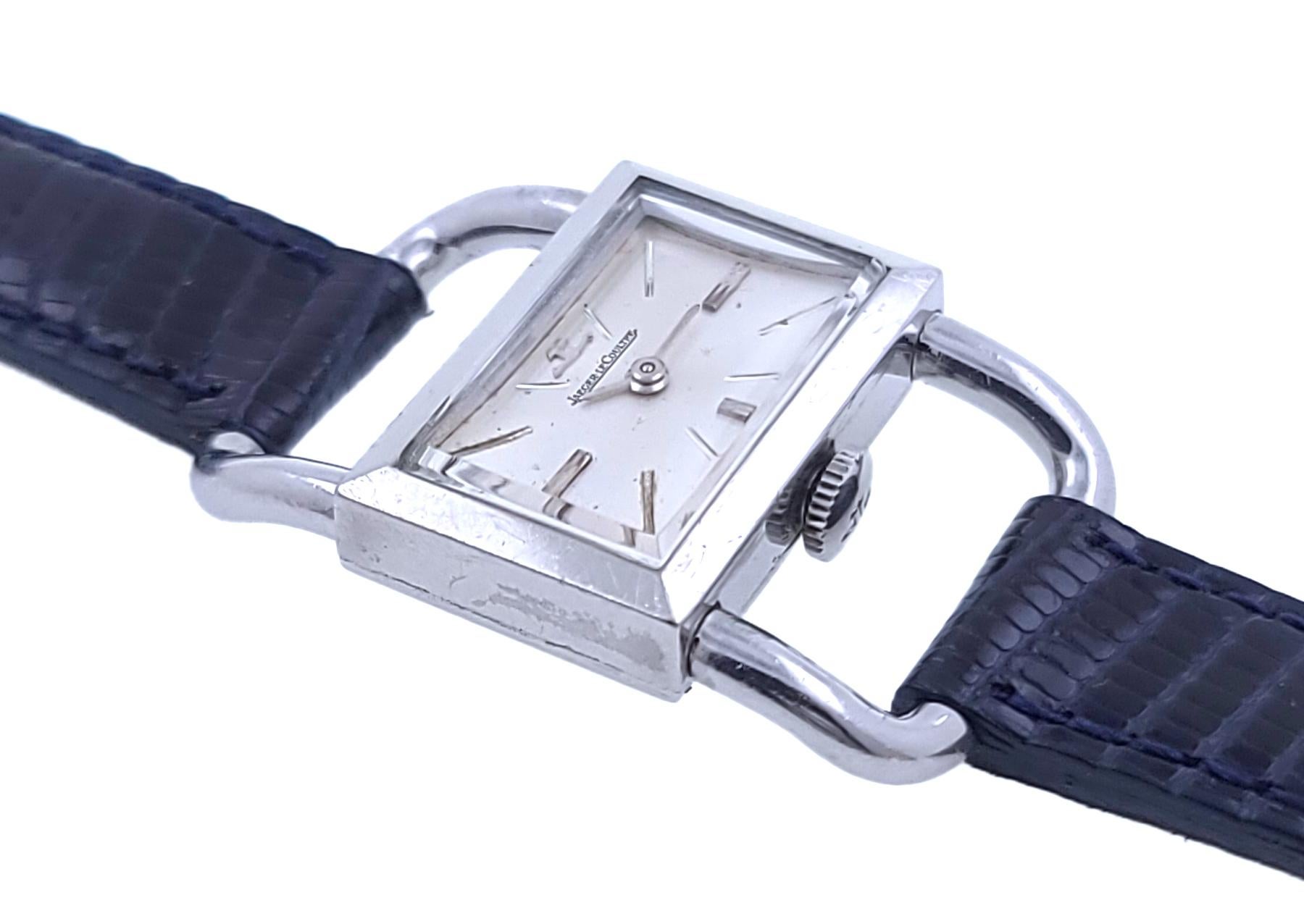 Women's Jaeger-LeCoultre Etrier / Footing Model Steel Vintage circa 1960 Fully Serviced For Sale