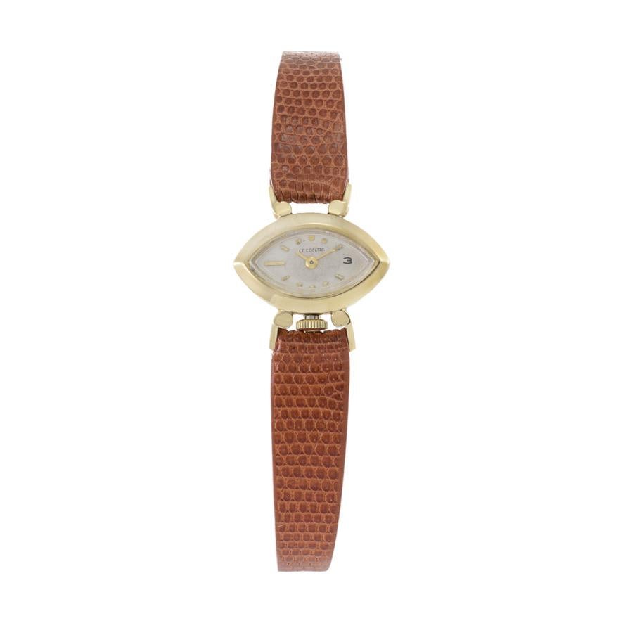 This is a very rare 1950's Jaeger LeCoultre 14K yellow gold 