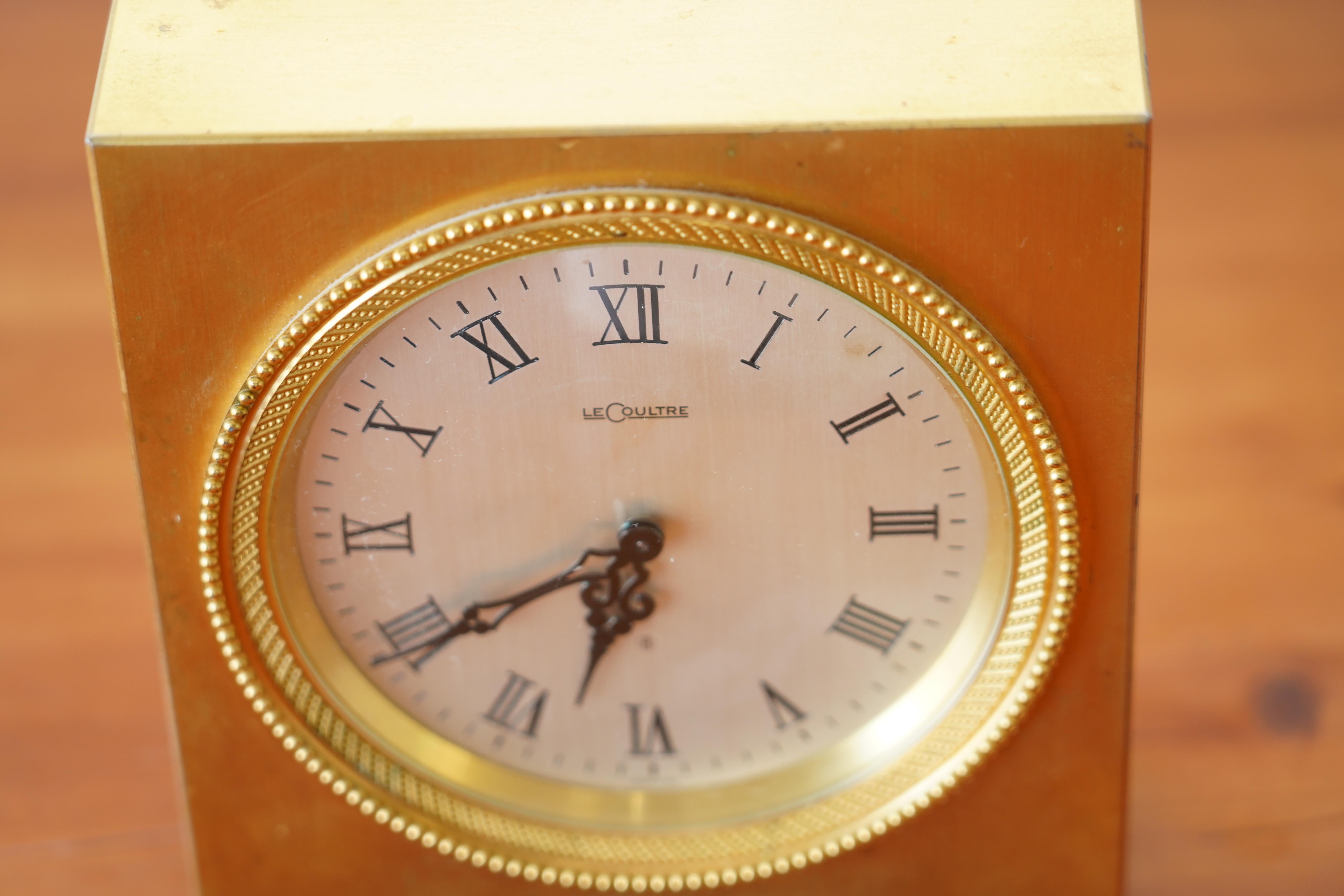 Jaeger-LeCoultre Orologio da scrivania a 8 giorni in ottone dorato, metà del secolo 1950-60 in vendita 10