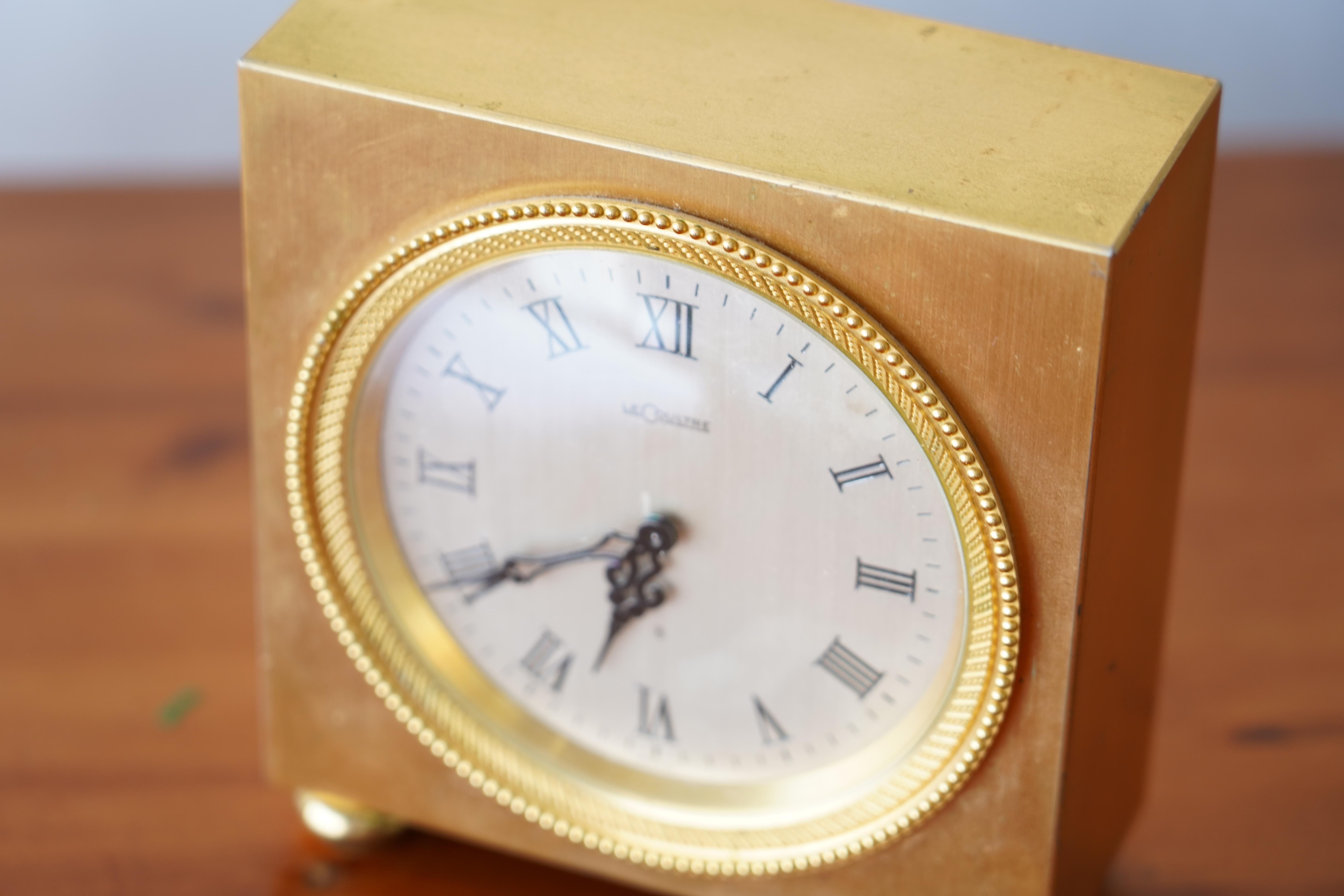 Jaeger-LeCoultre Orologio da scrivania a 8 giorni in ottone dorato, metà del secolo 1950-60 in vendita 2