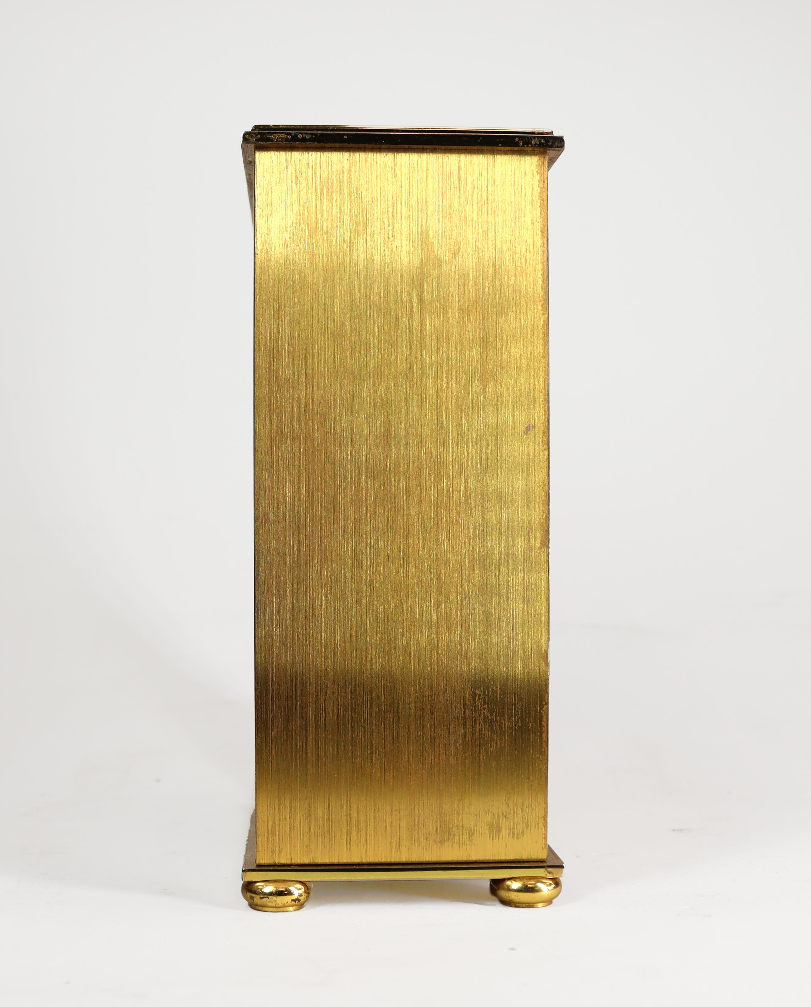 Swiss Jaeger LeCoultre Gold Plated and Enamel Mid Century Mantel Clock