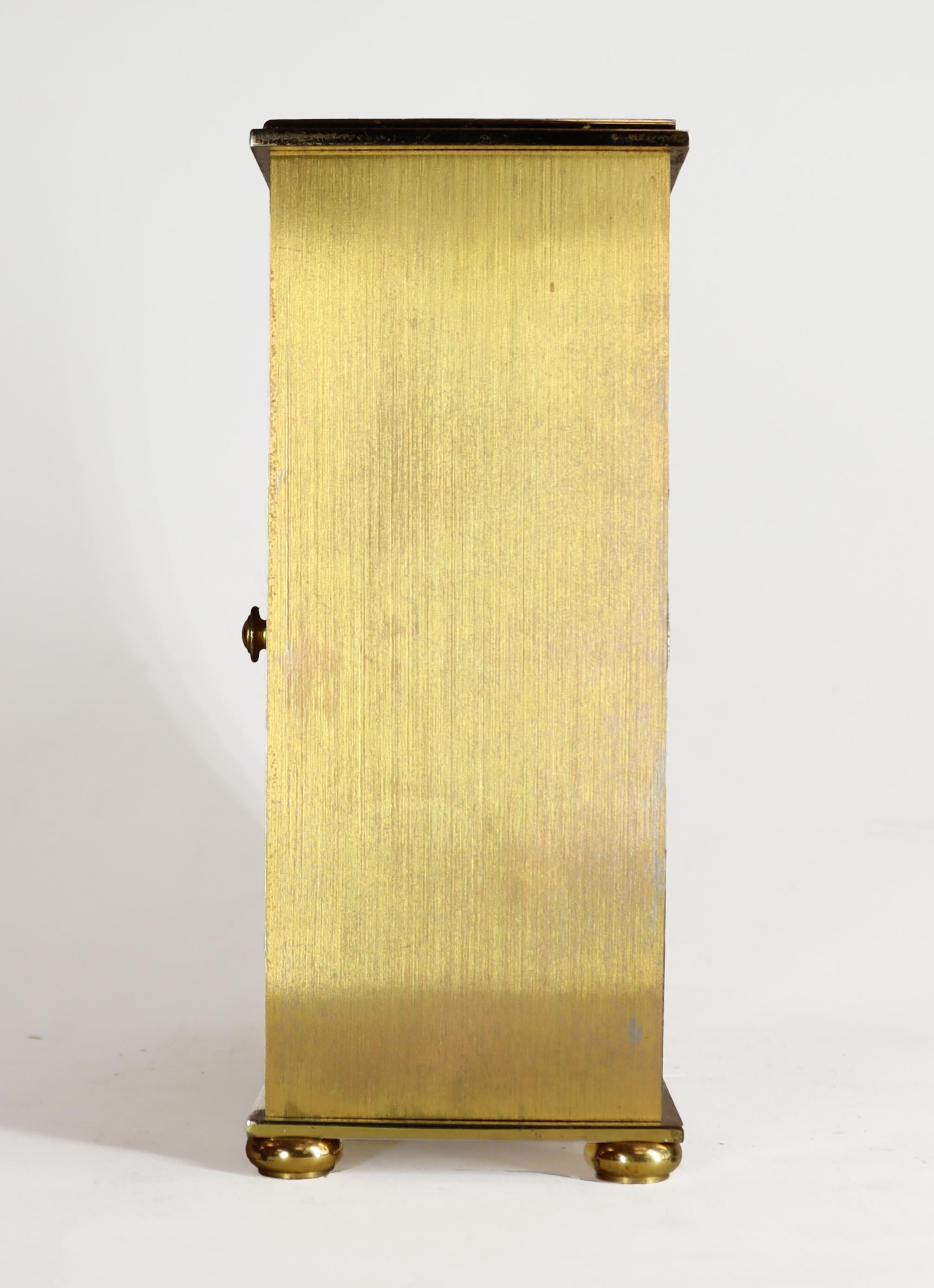 Jaeger LeCoultre Gold Plated and Enamel Mid Century Mantel Clock In Good Condition In Amersham, GB