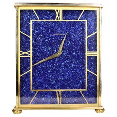 Jaeger LeCoultre Gold Plated and Enamel Mid Century Mantel Clock
