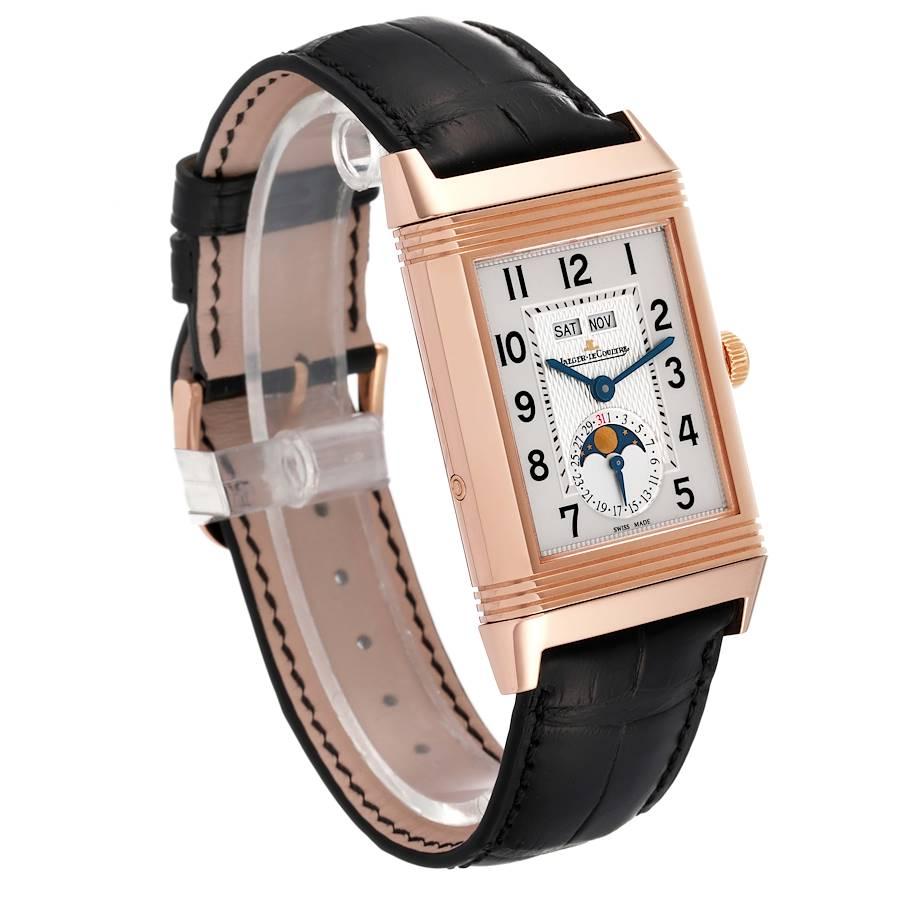 Jaeger LeCoultre Grande Reverso Calendar Moonphase Rose Gold Watch Q3752520 Box In Excellent Condition In Atlanta, GA