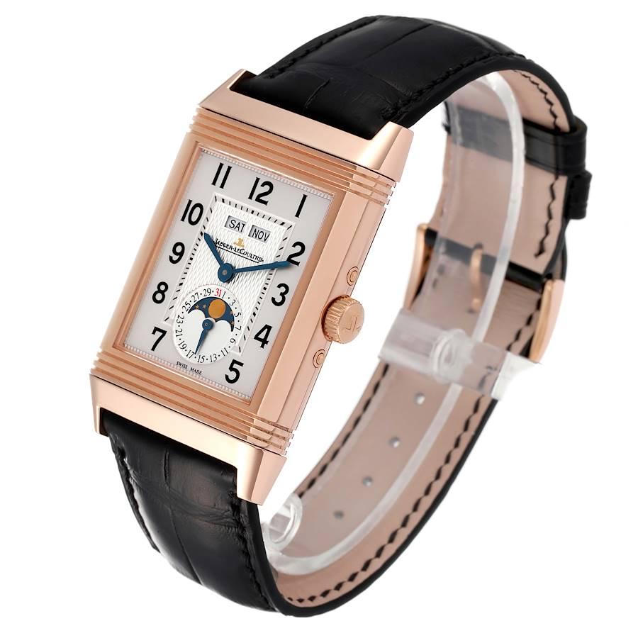 Men's Jaeger LeCoultre Grande Reverso Calendar Moonphase Rose Gold Watch Q3752520 Box