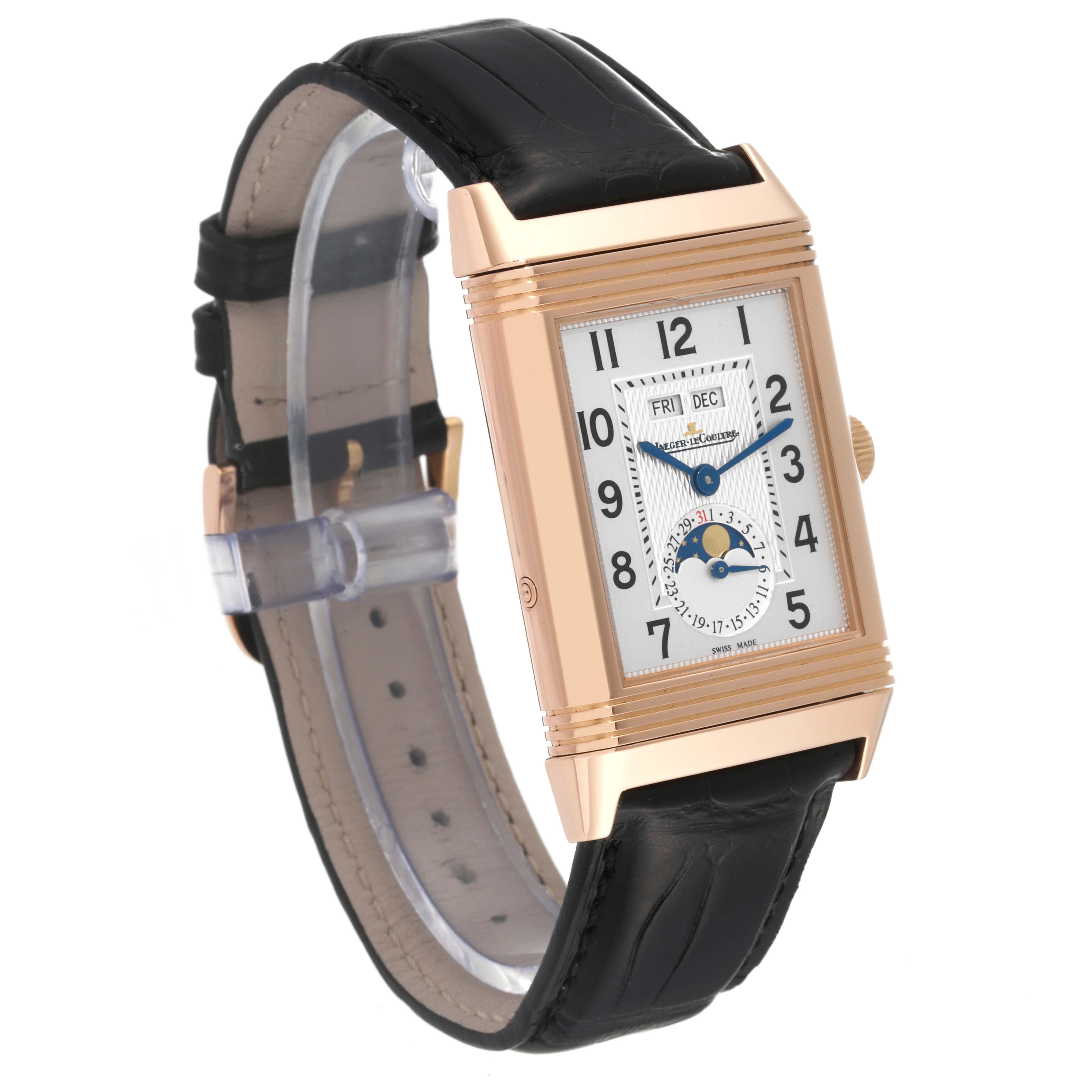 Jaeger LeCoultre Grande Reverso Calendar Rose Gold Mens Watch 273.2.84 Q3752520 In Excellent Condition In Atlanta, GA