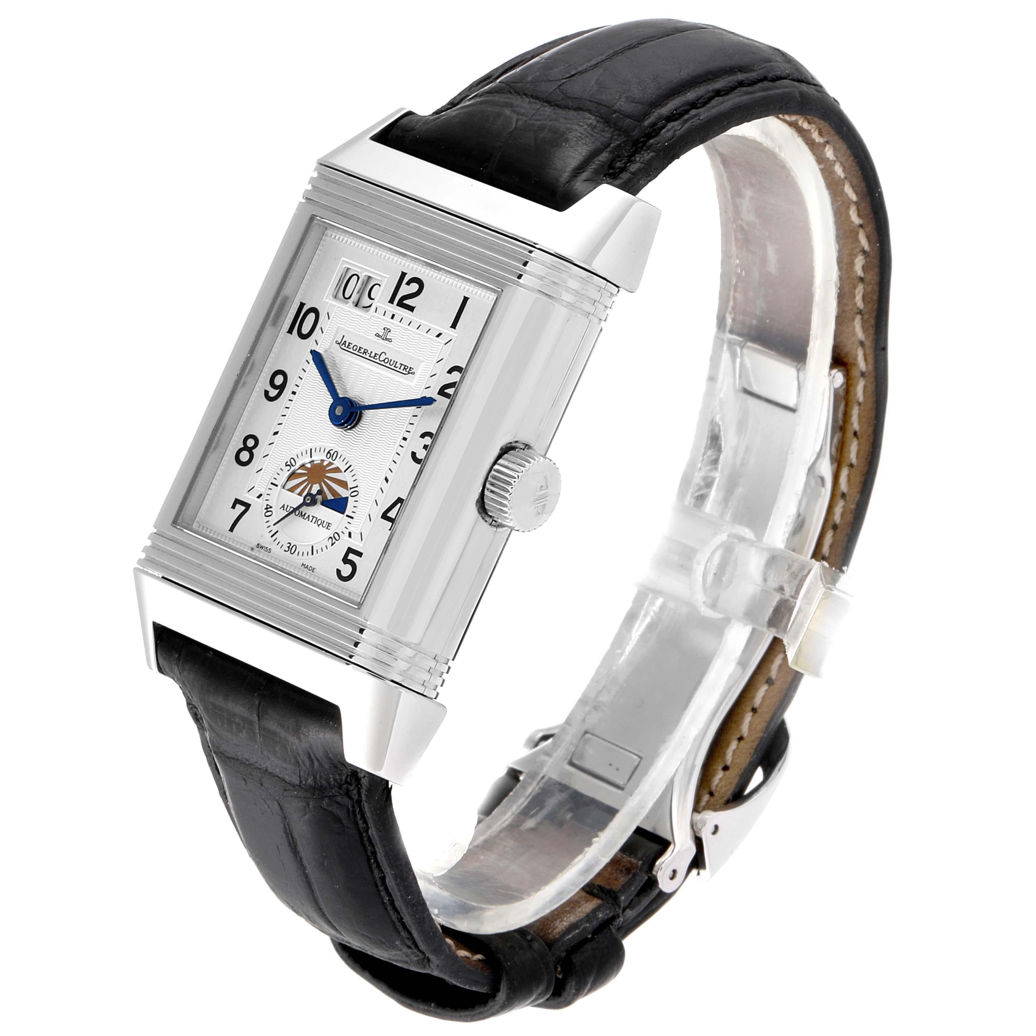 Jaeger LeCoultre Grande Reverso Date Watch 240.8.72 Q3038420 Box Papers In Excellent Condition For Sale In Atlanta, GA