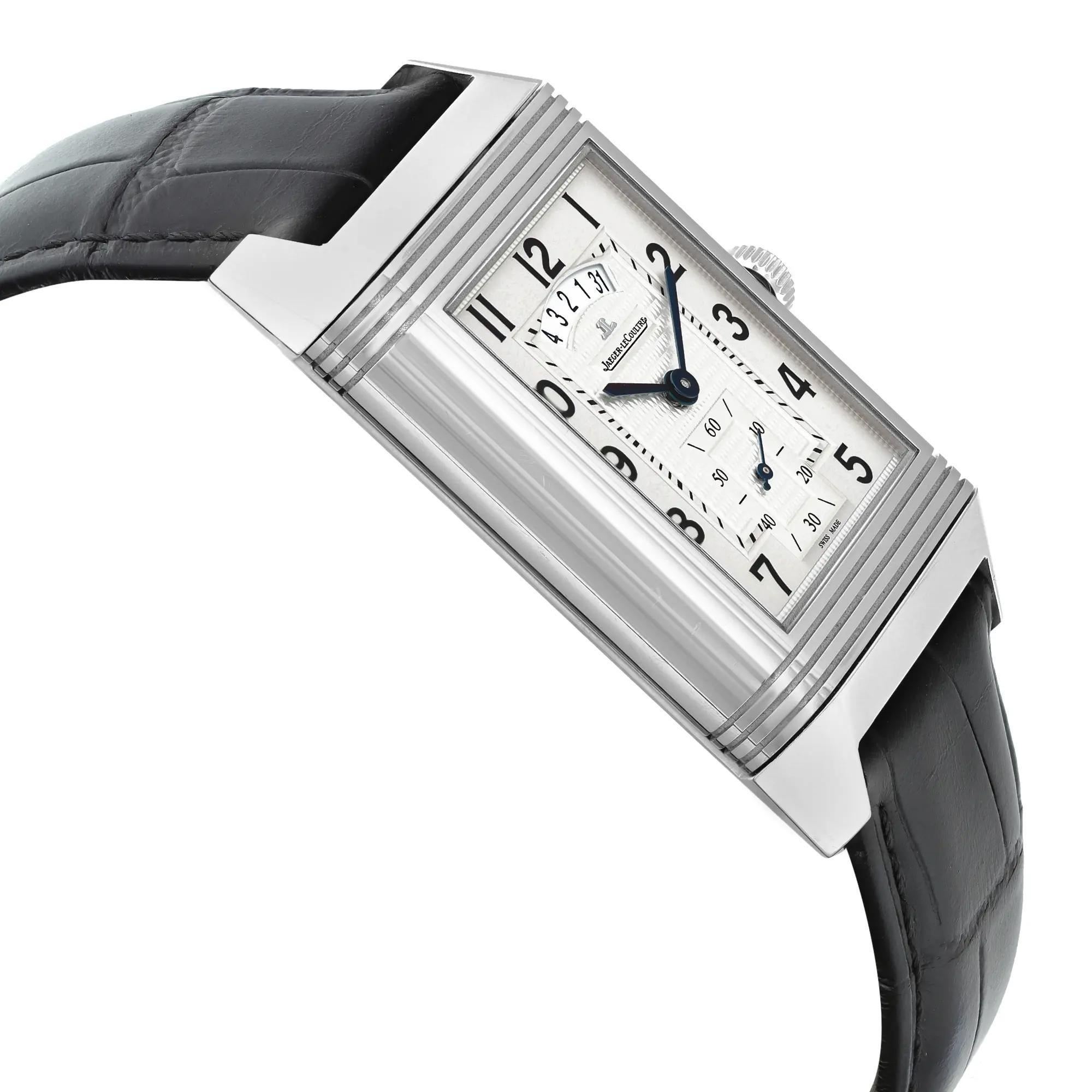 Jaeger LeCoultre Grande Reverso Duo Steel Silver Dial Watch 273.8.85 Q3748420 For Sale 1